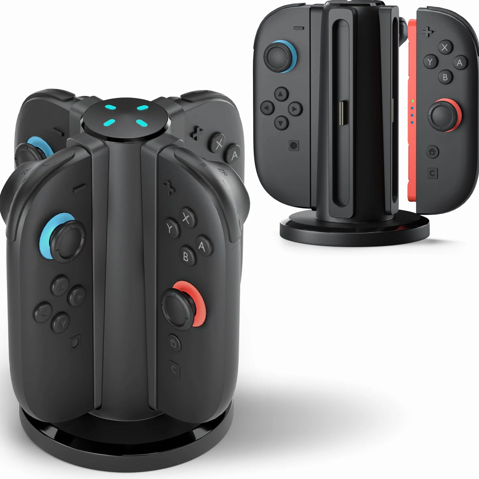 Lioncast Stacja ładująca kompatybilna z kontrolerem Joy Con do Nintendo Switch [ze wskaźnikiem ładowania LED] – uchwyt do kontrolera Nintendo Switch 2, bardzo stabilna podstawa