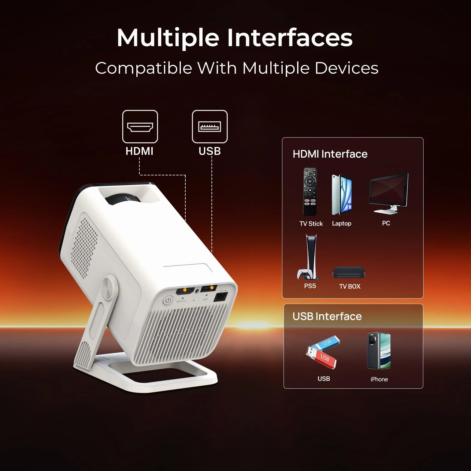 [Kompatybilny z Netflix i Android 13] Mini projektor 1080P z WiFi 6 i Bluetooth 5.4, Auto Keystone, obsługa 4K, wbudowane aplikacje, certyfikat Google CTS, kompatybilny z iOS/Android/TV Stick, LYNCAST