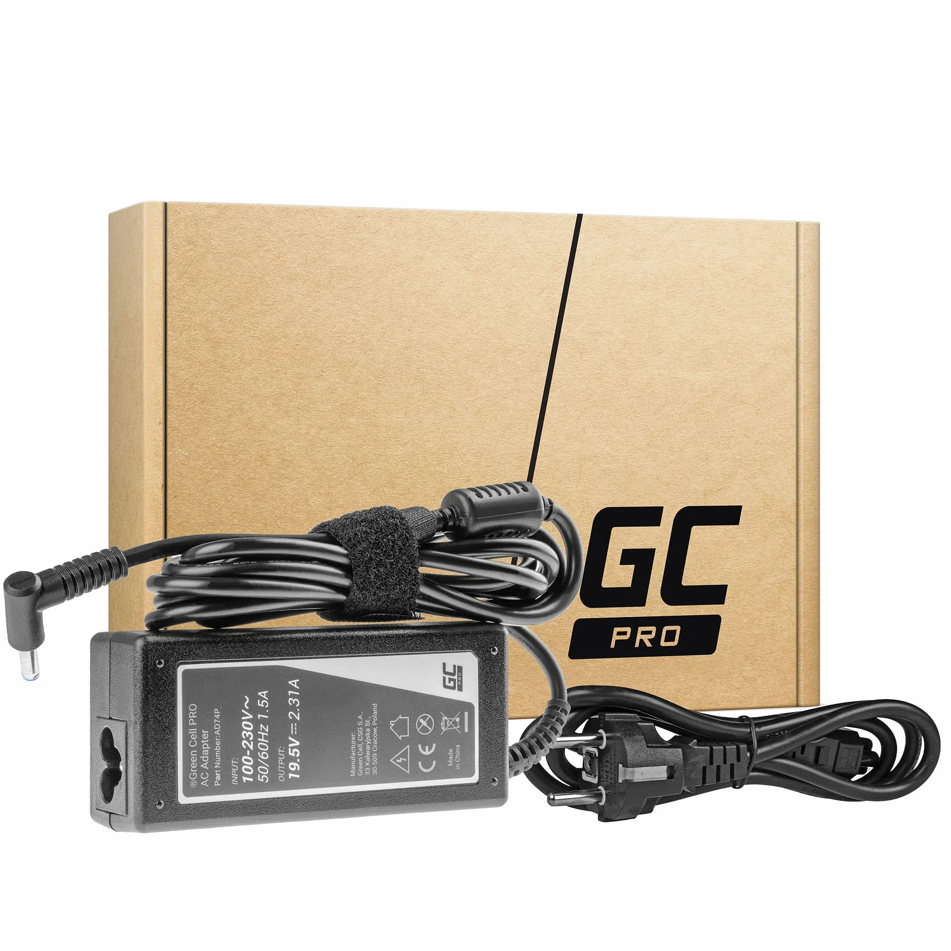 GreenCell PRO zasilacz do HP Envy x360 15-U010DX 15-U011DX 15-U050CA 15-U110DX 15-U11DX ładowarka do laptopa z kablem zasilającym (19,5V 2,31A 45W)