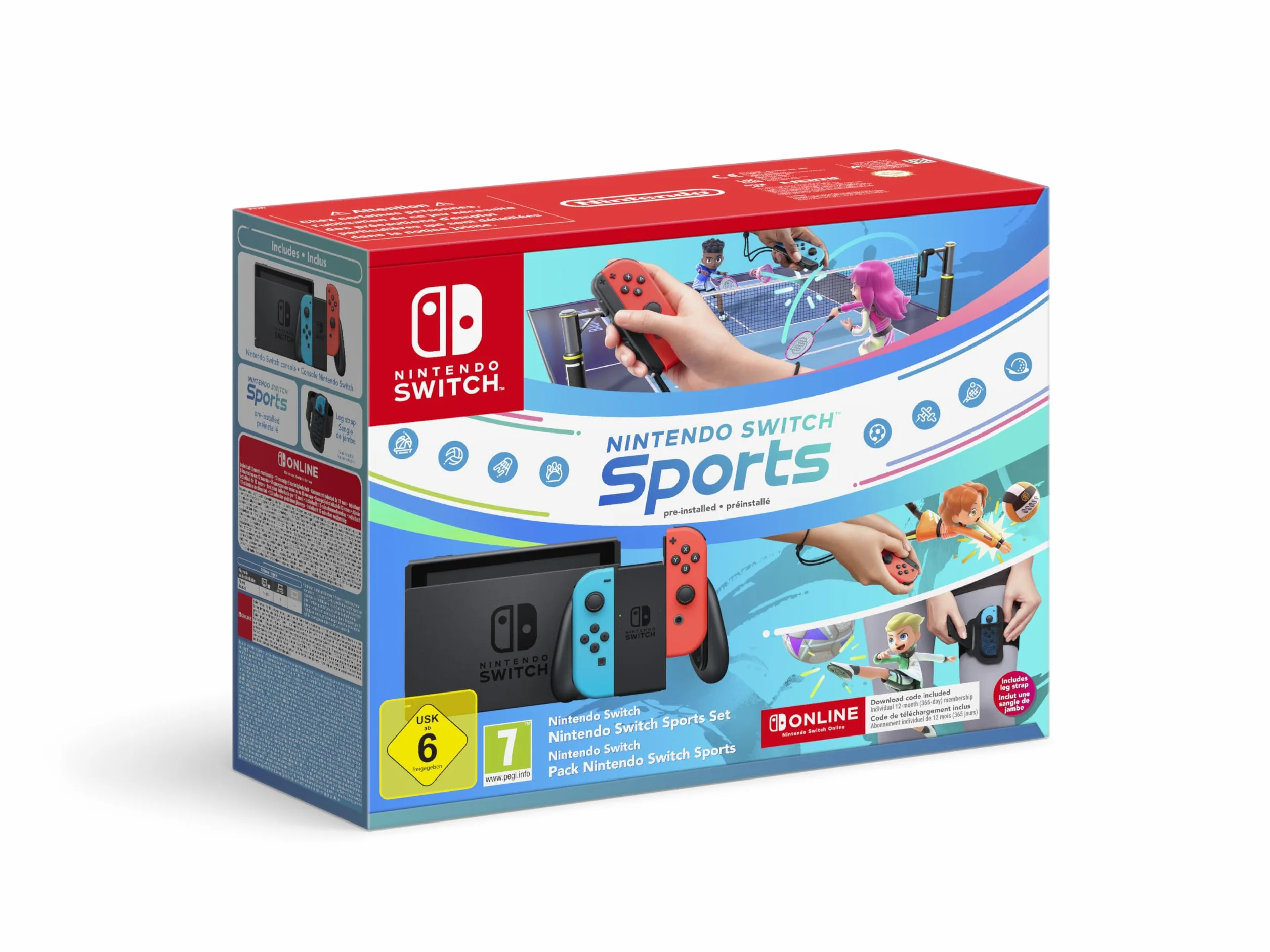 Nintendo Switch Konsola Neon-Rot/Neon-Blau z Switch Sports + 12 miesięcy NSO