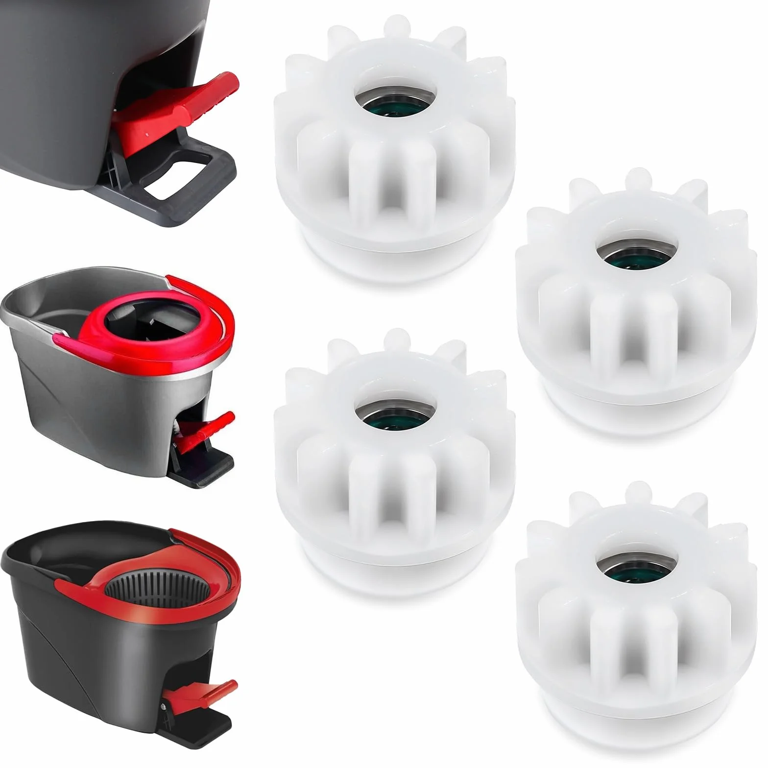 4 części zamienne Spin Mop z tworzywa sztucznego, łożysko sprzęgła, zapasowe koło łańcuchowe 2,5 cm, do O-Cedar/Vileda Easywring RinseClean (białe)