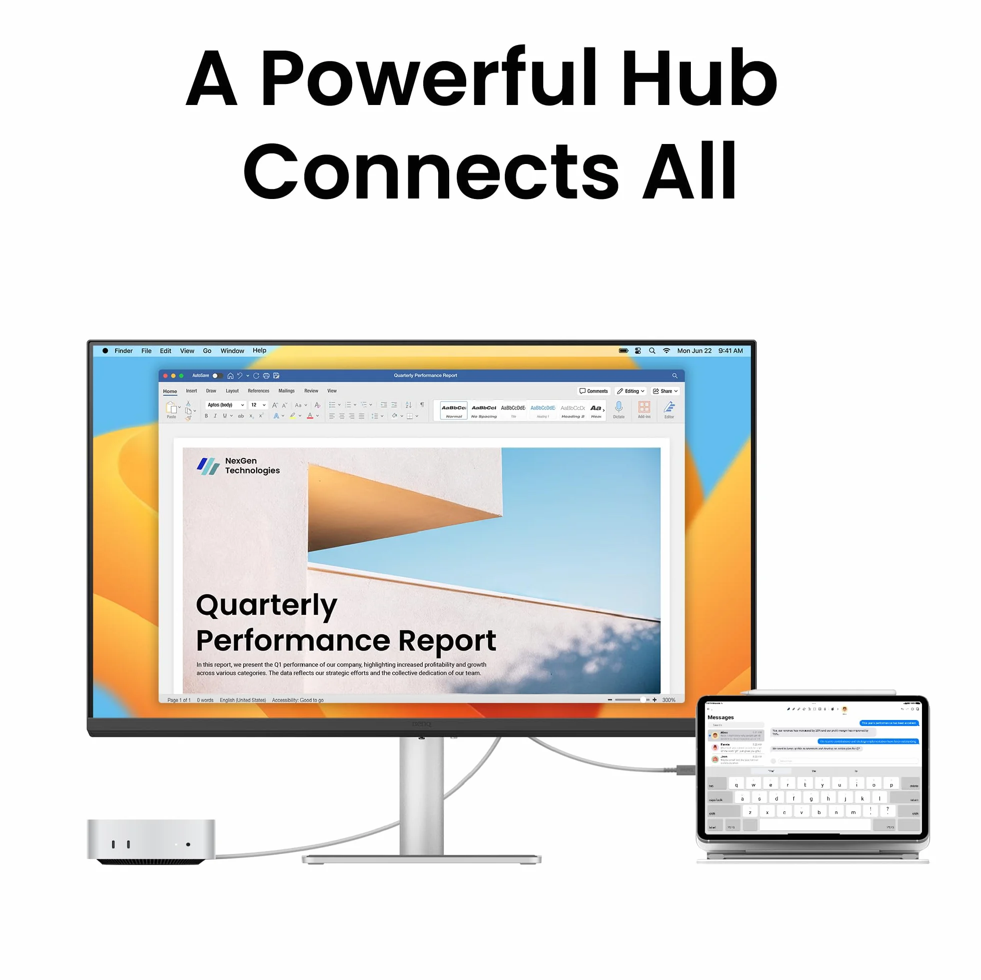 BenQ MA270UP 27” 4K 3840x2160 Monitor Nano Gloss dla MacBook, podwójne USB-C 90W/15W, dopasowanie kolorów Mac, USB Hub, kontrola jasności i głośności na Mac, regulowana wysokość i nachylenie podstawy