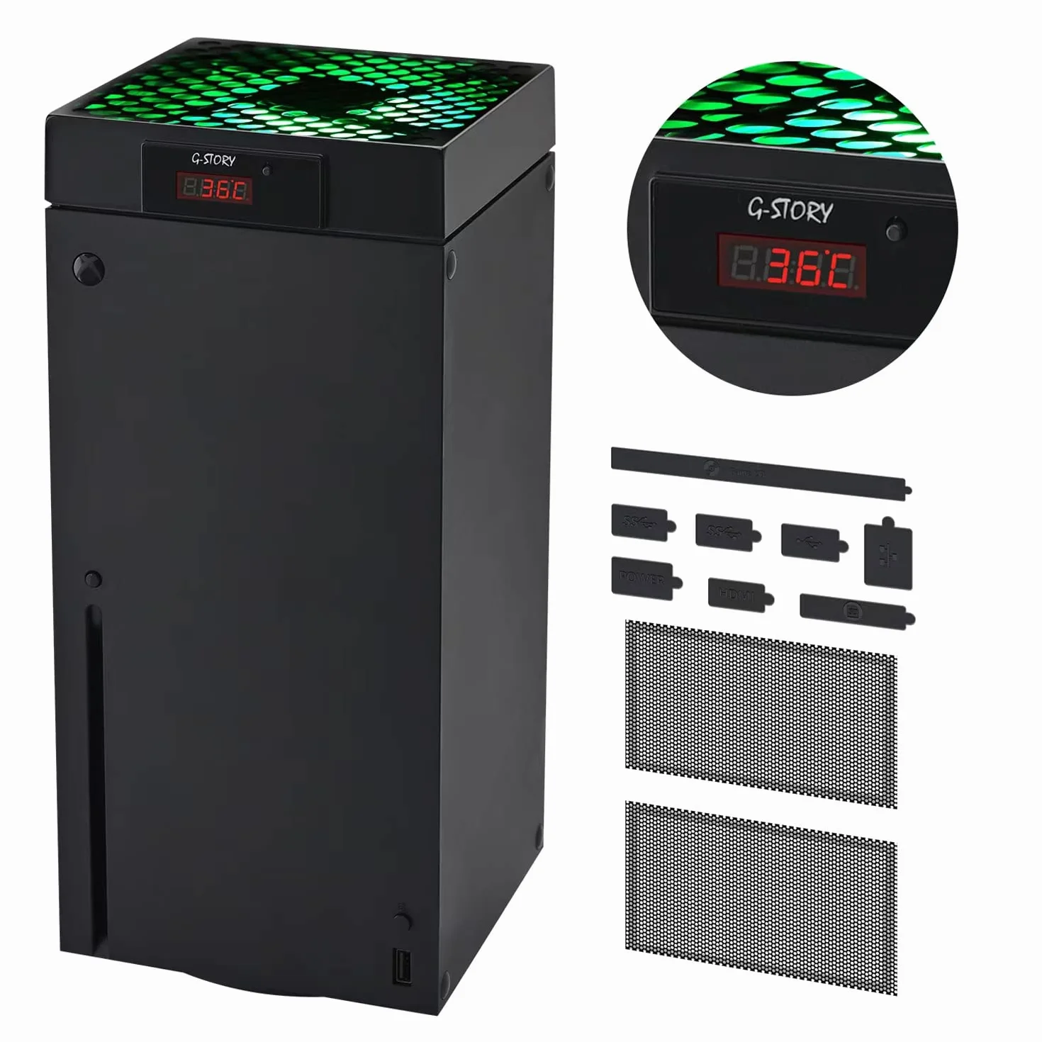 G-STORY Wentylator do Xbox Series X 140 mm RGB LED 3 prędkości 1500/1750/2000 obr./min