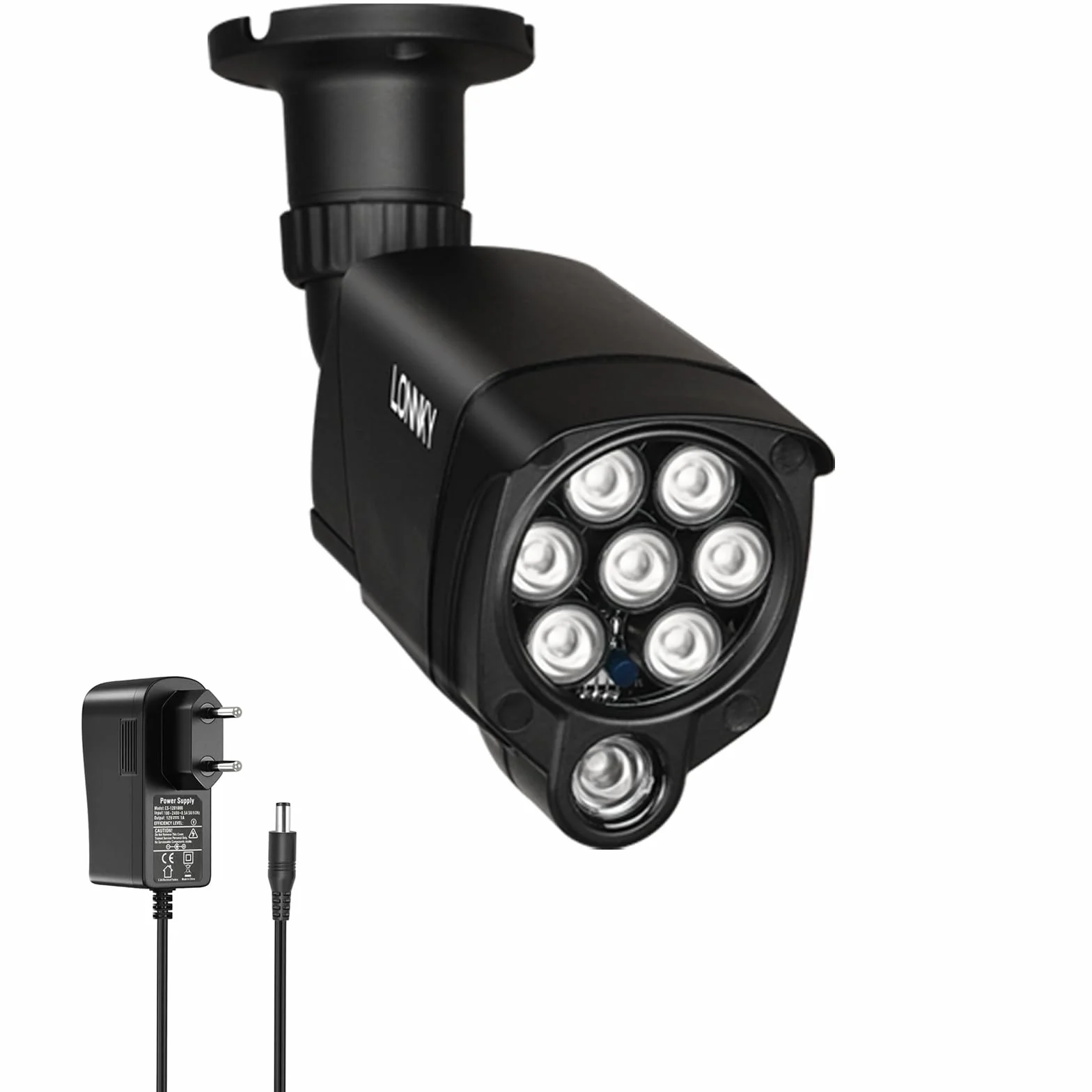 Lonnky 8-LED Oświetlacz Podczerwieni do Kamer IP, CCTV i VR (Quest, Quest 2, Quest 3, VR2 Playstation, PS5 VR2), 90° Widzenie Nocne, 30M Światło IR, Zawiera Zasilacz 12V 1A - Czarny