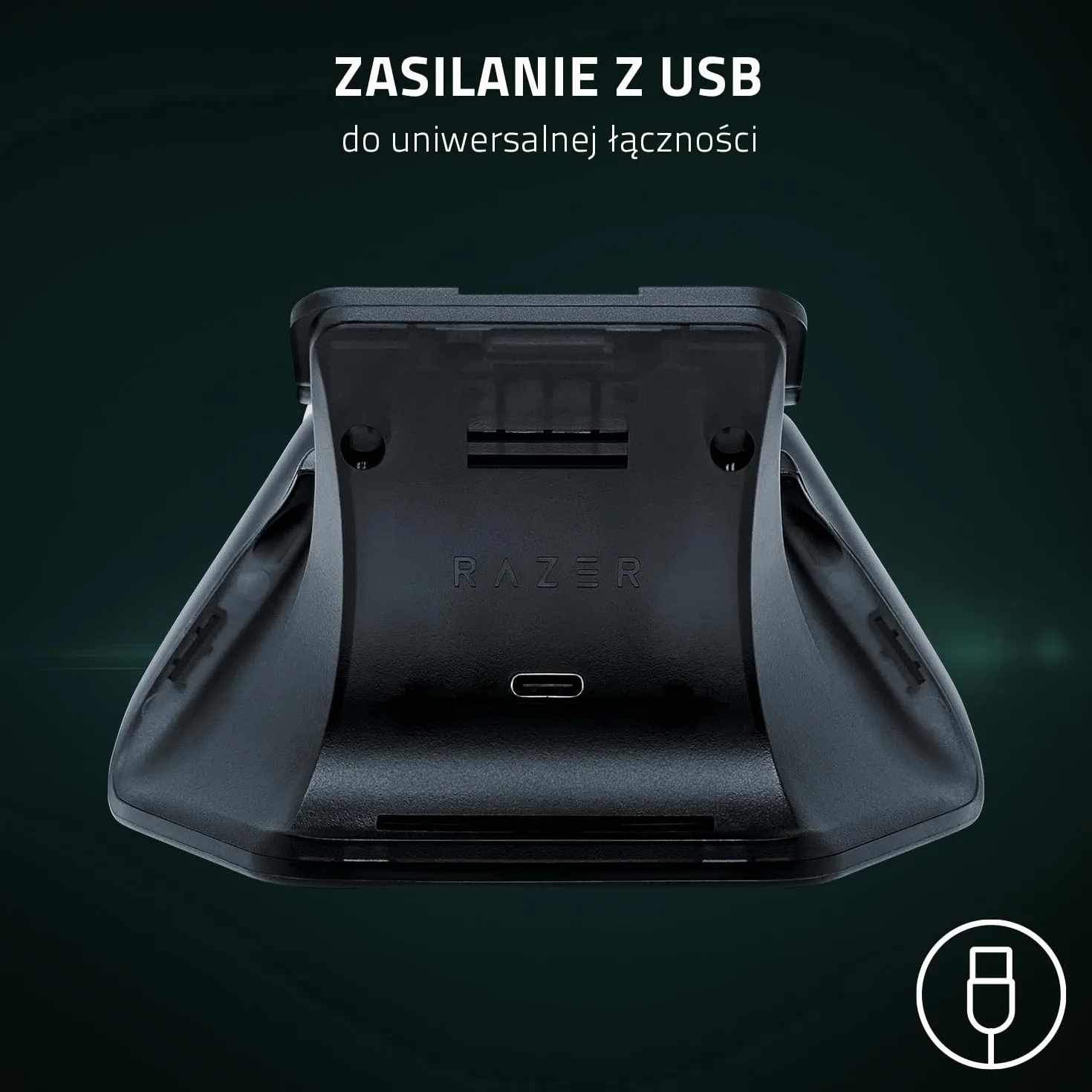 Razer RC21-01750900-R3M1, Uniwersalny stojak do szybkiego ładowania do kontrolerów Xbox (szybkie ładowanie, uniwersalna kompatybilność z nowymi i starymi kontrolerami), Czarny/przezroczysty
