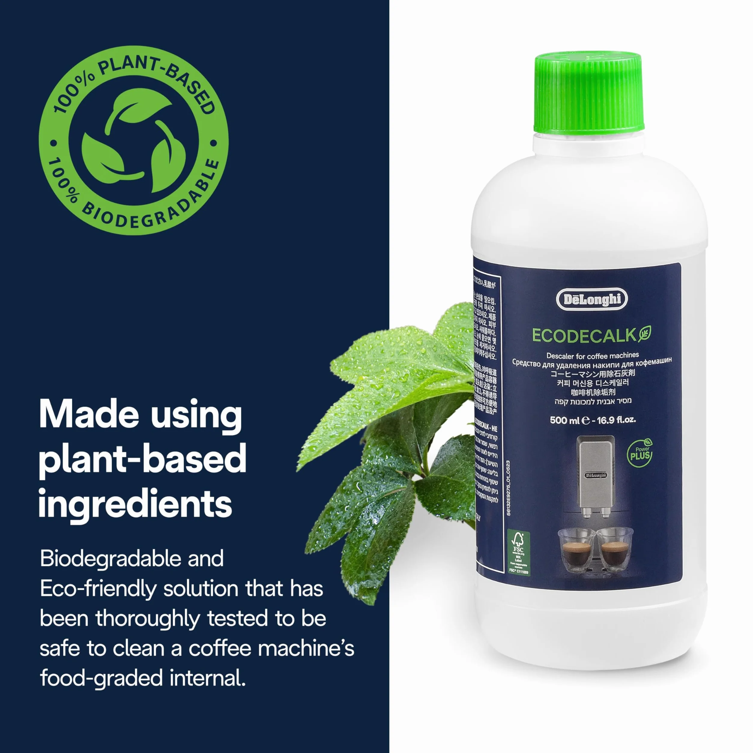 De'Longhi Oryginalny EcoDecalk DLSC502 – odkamieniacz do ekspresów do kawy i ekspresów do kawy, uniwersalny odkamieniacz do 10 procesów odkamieniania, 2 x 500 ml