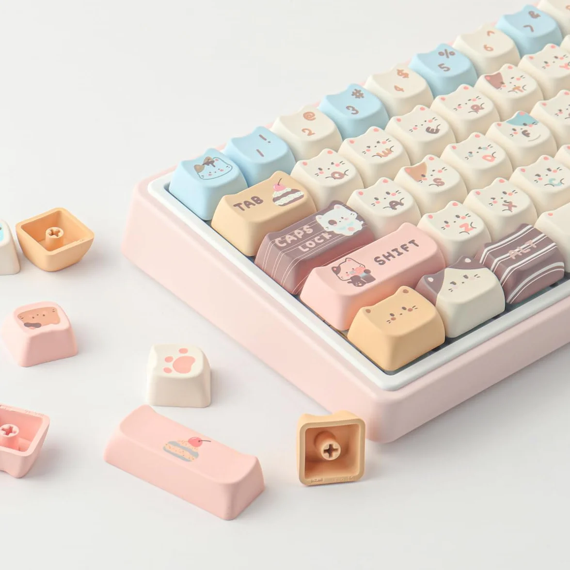 Nasadki klawiszy PBT 142 klawisze urocze nasadki klawiszy sublimacja morska sól morska kot nasadka na klawisze Mao profil niestandardowe klawisze do Cherry Gateron MX Swithes klawiatury mechaniczne