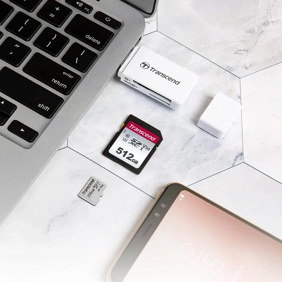 Transcend Highspeed 128 GB SDXC karta pamięci UHS-I U3, Video Speed Class V30 do 4K Ultra HD TS128GSDC300S-E2