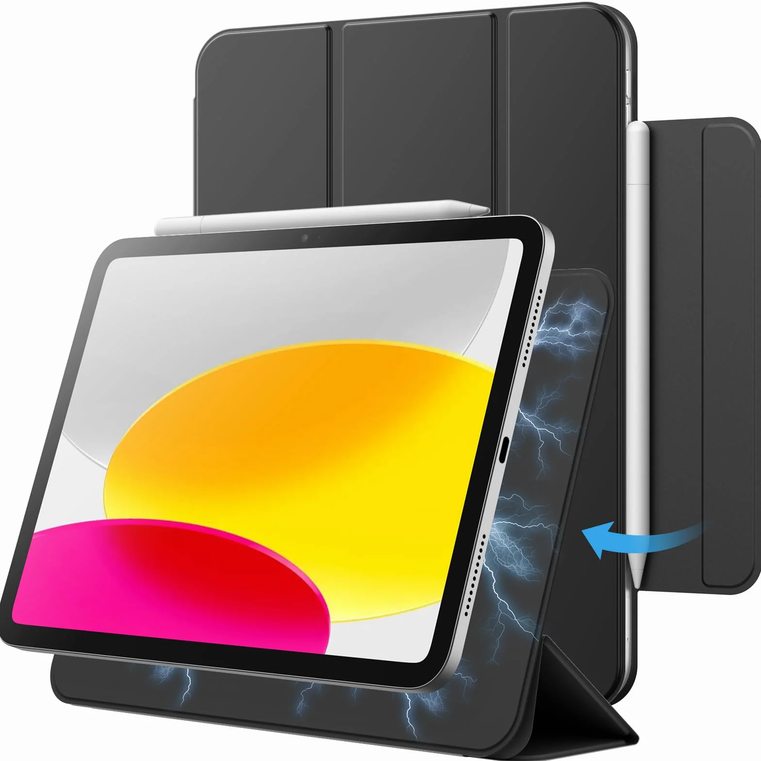 JETech Magnetic Etui dla iPad (A16) 11./10. Generacja (2025/2022), Mocowanie Magnetic, Smukły Slim Case Automatycznego Budzenia/Snu (Czarny)