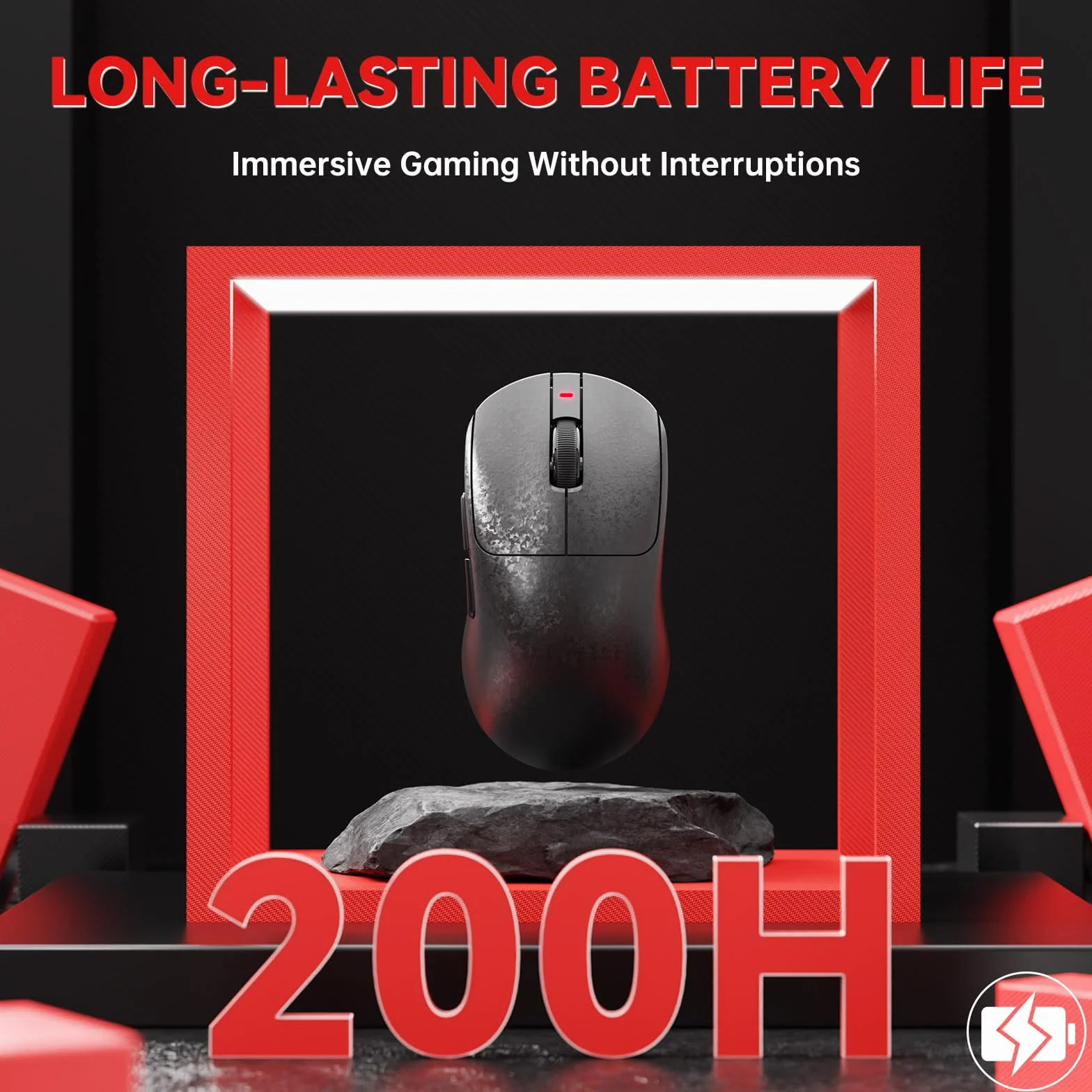 A.JAZZ AJ199 Mysz Gamingowa z Włókna Węglowego, Wireless 2,4G/BT/USB C, Ultralekka 55 g, Czujnik Optyczny PixArt PAW3311 24000 DPI, 1000 Hz, 6 Przycisków, PC/Mac - Czarna