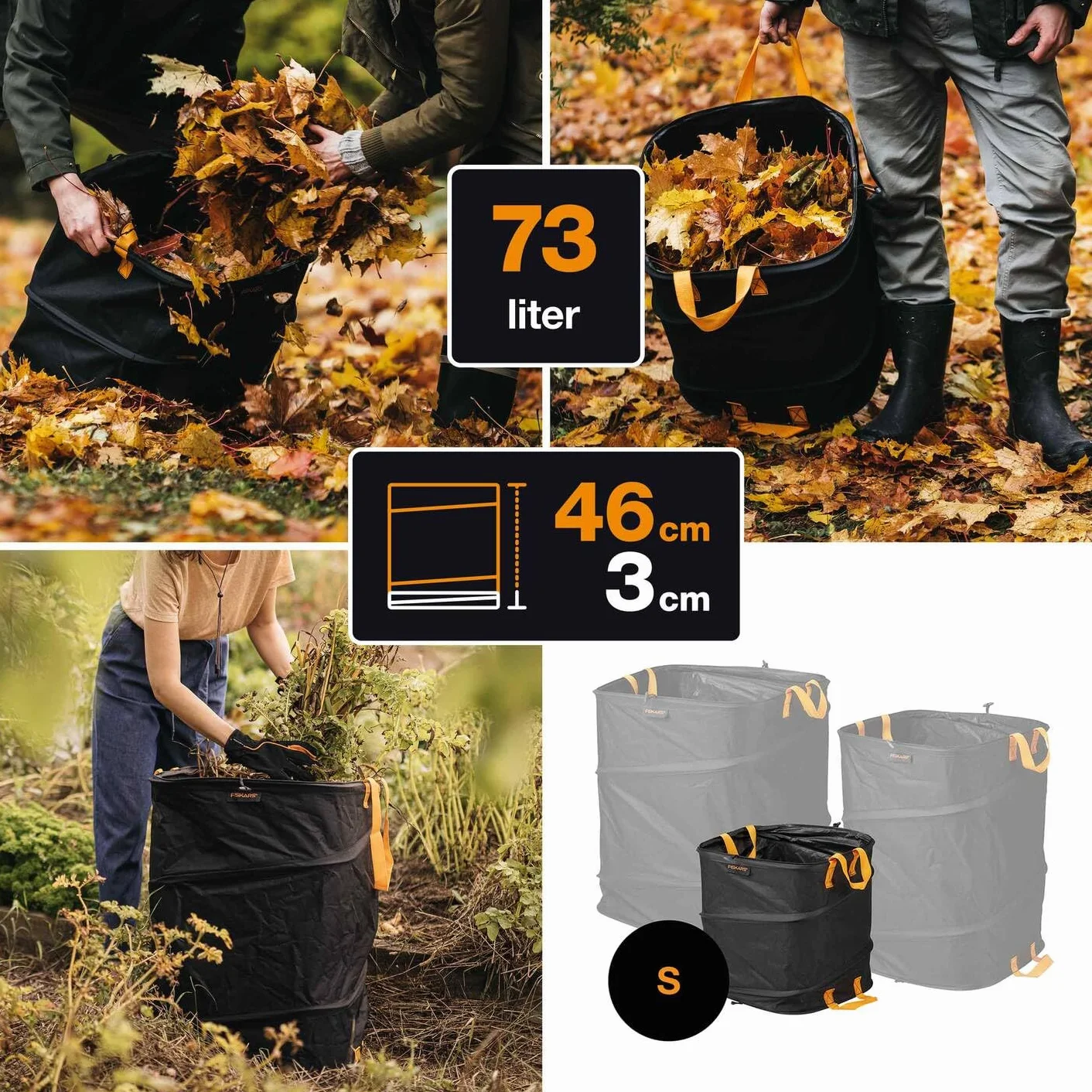 Fiskars Kosz ogrodowy PopUp składany 73 L 46 cm