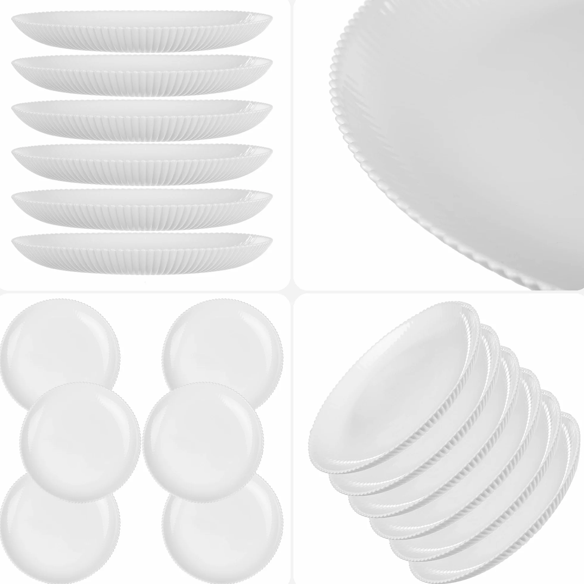 KADAX 6-częściowy zestaw talerzy deserowych, 19 cm, białe talerze śniadaniowe ze szkła opalowego, talerze do ciasta, małe talerze do ciast, deserów i śniadania, nadają się do mycia w zmywarce (białe)