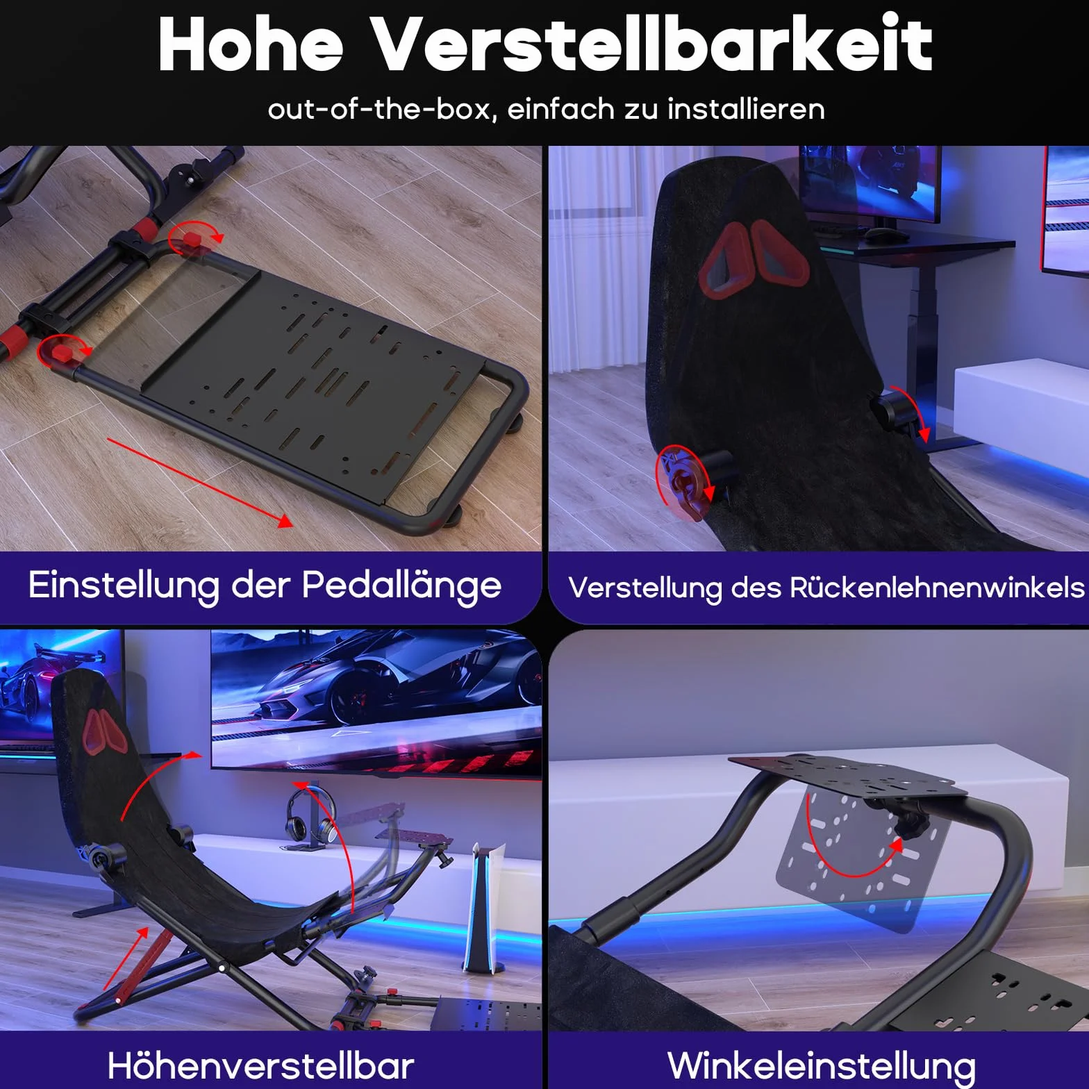 DIWANGUS Racing Seat, stojak na kierownicę do Logitech G923, G920, G29, G27, G25, składany stojak na kierownicę, nadaje się do Thrustmaster T248X, T248, T300Rs, TX, T150, PS4, PS5, Xbox 360, Xbox