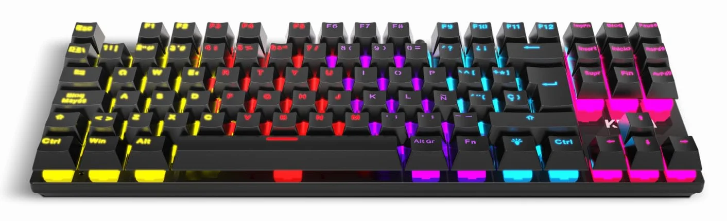 KROM Gaming KASIC TKL klawiatura mechaniczna RGB Rainbow, bez klawiatury numerycznej, Anti-Ghosting, USB, Czarny