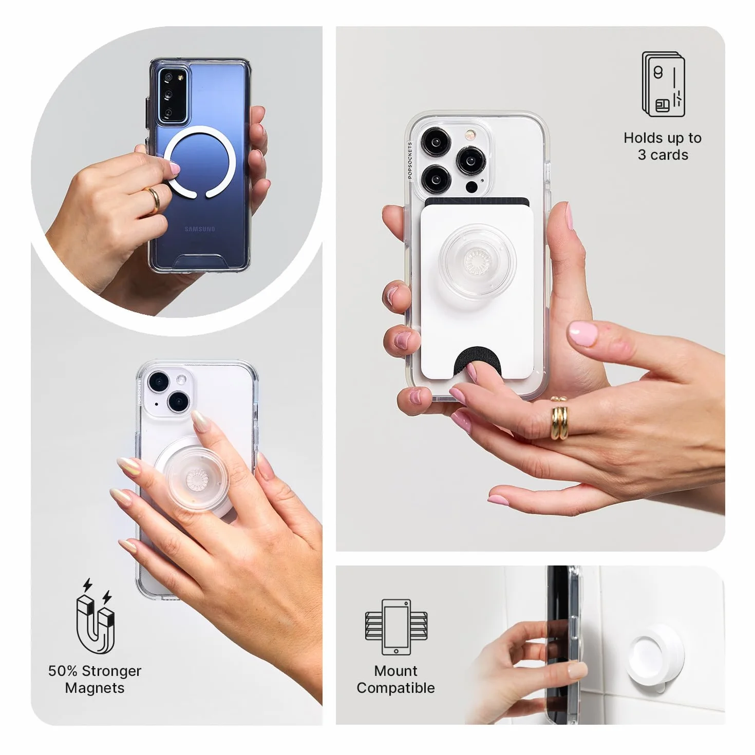 PopSockets: PopGrip Round dla MagSafe - Pierścień Adaptera do MagSafe w Zestawie - Rozkładany uchwyt i stojak do telefonów z wymiennymi krążkami PopTop - Jelly Sunni