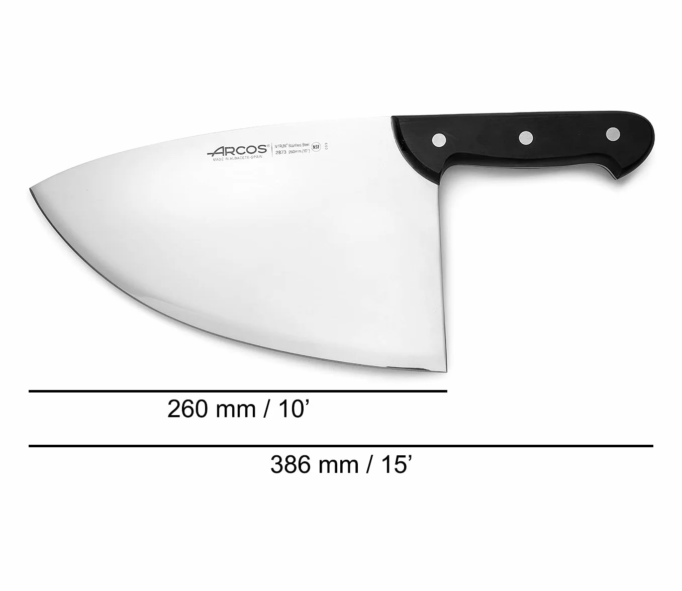 Arcos Seria Universal tasak rzeźniczy ostrze stal nierdzewna Nitrum 260 mm rękojeść POM czarny