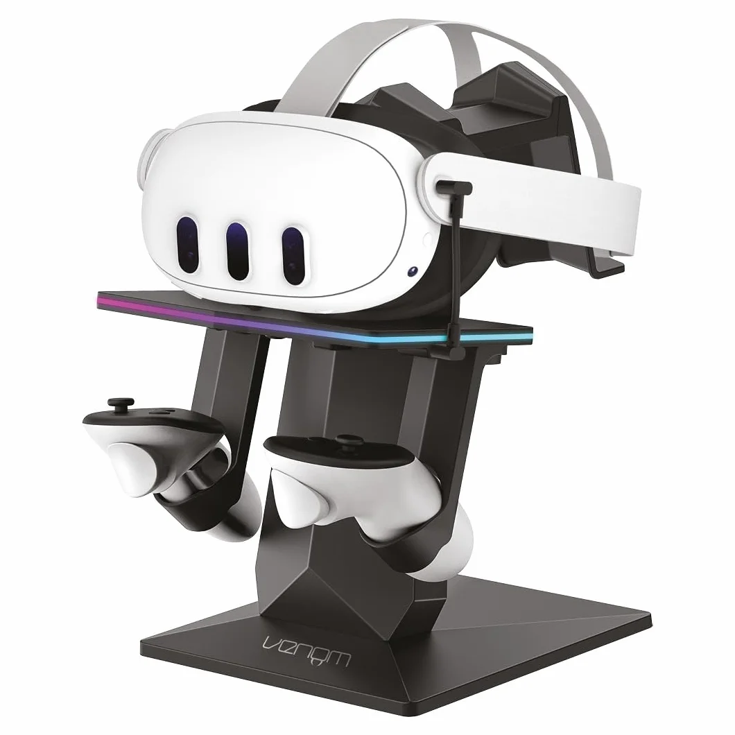 Venom Stojak ładujący RGB do Meta Quest 3S/3/2/Pro | Ładowarka USB-C i stojak z podświetleniem LED w 7 kolorach
