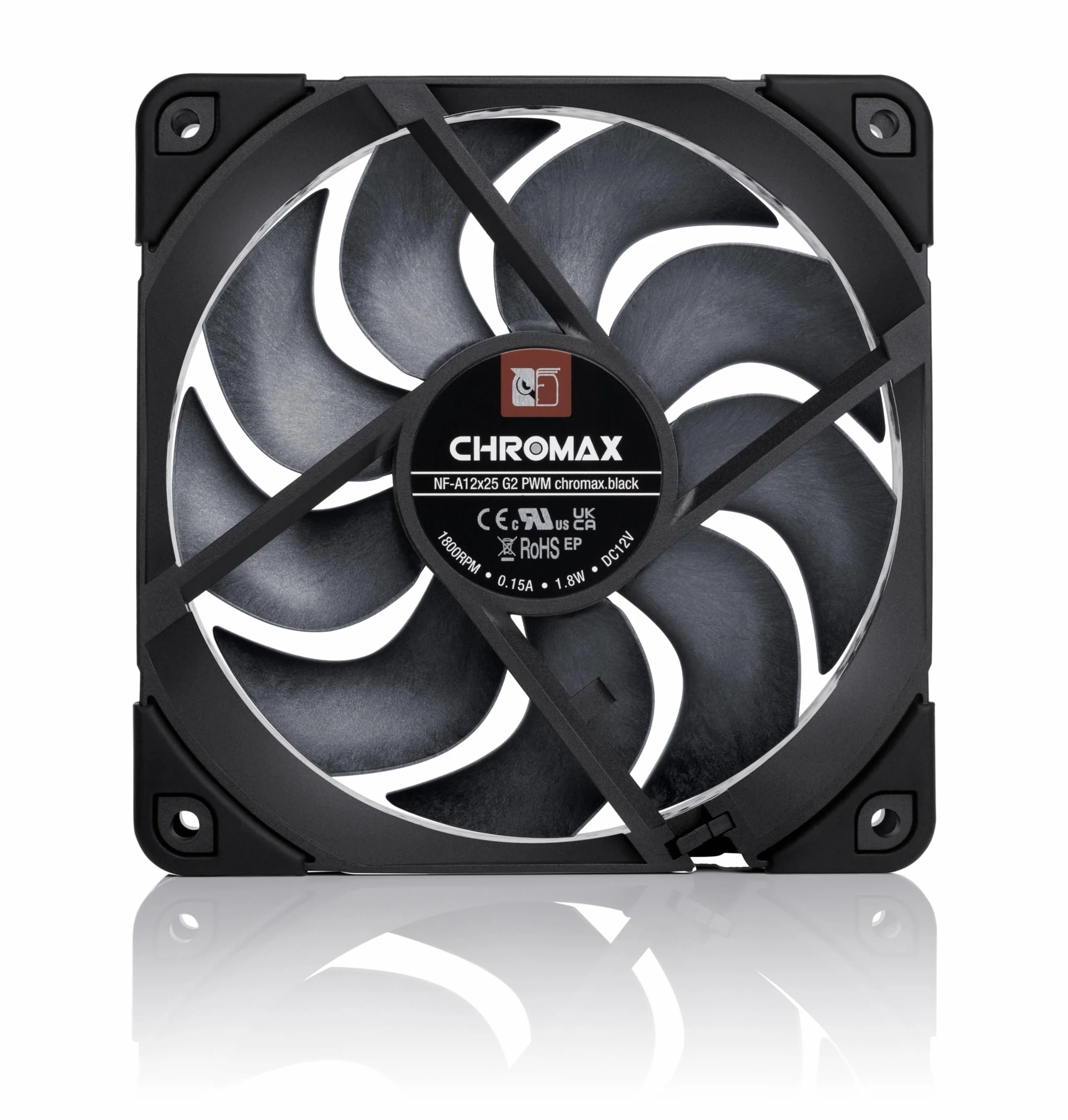 Noctua NF-A12x25 G2 PWM chromax.black, 120-Milimetrowy Cichy Wentylator Komputerowy Klasy Premium, 4-Pinowy (Czarny)