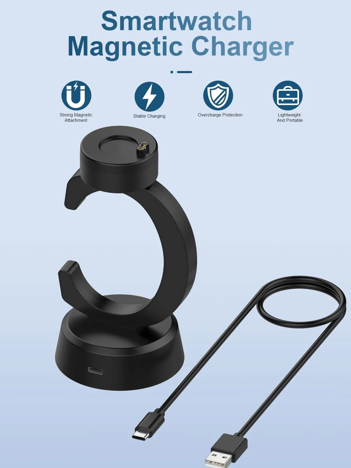 Stacja ładująca do Garmin Bounce 2, yystao stabilna magnetyczna ładowarka USB-C kompatybilna z Garmin Bounce 2, podstawka ładująca w kształcie litery C