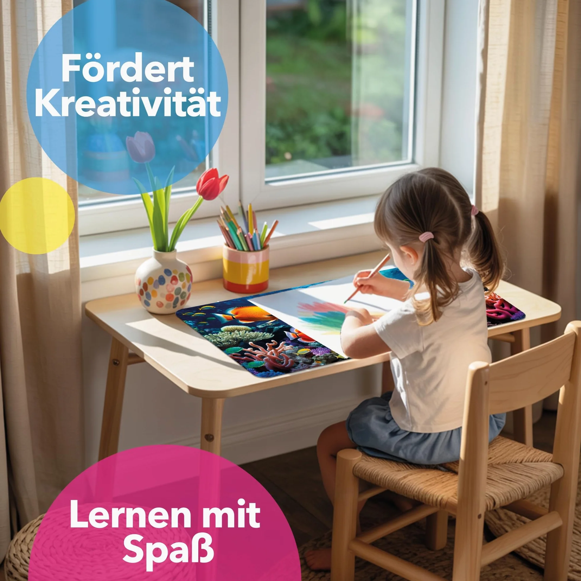 Lineo® Podkładka na Biurko dla Dzieci Wodoodporna Mata Ochronna Podkładka na Biurko Deskpad Mata na Biurko Dziecięce (Akwarium (70x40 cm))