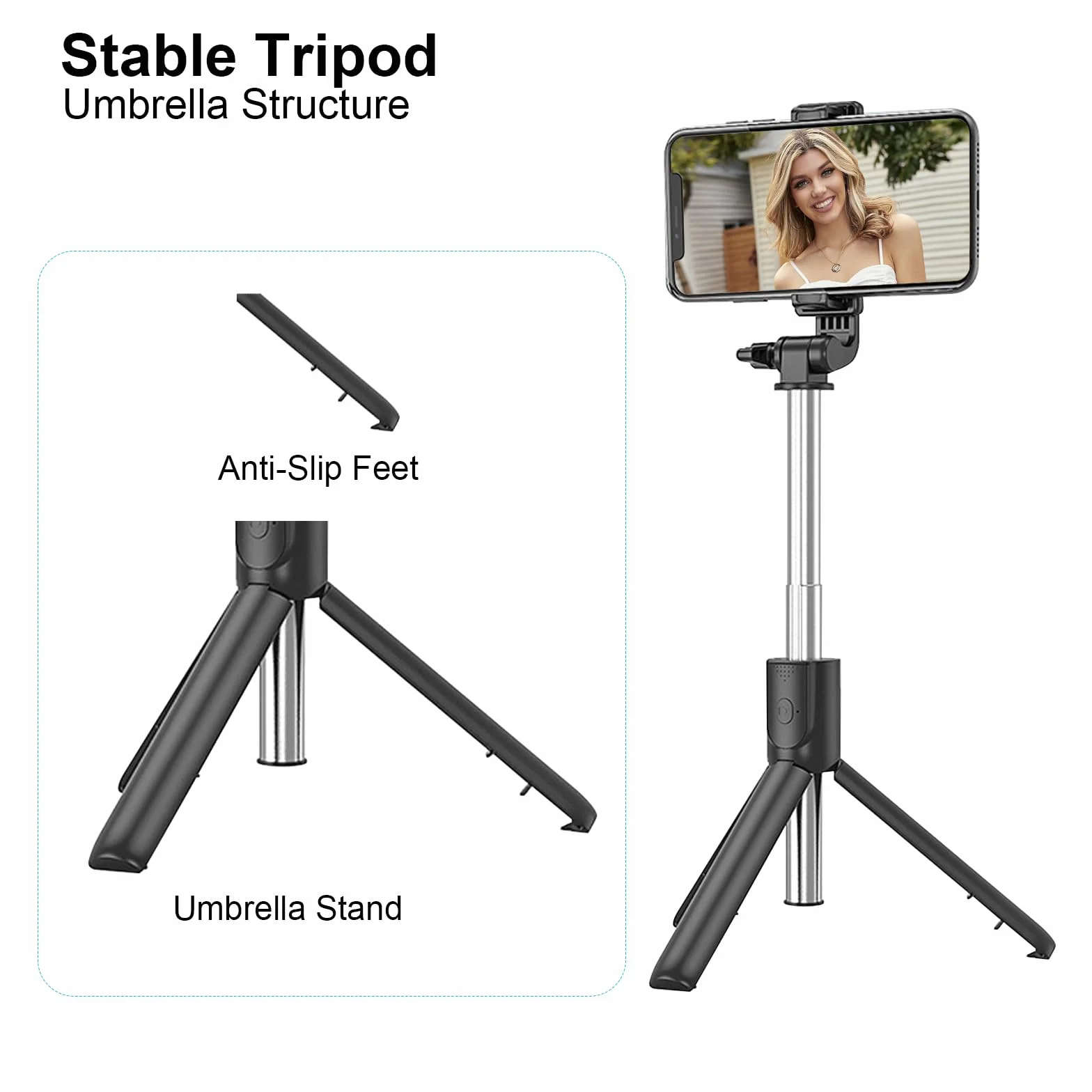 TNSLAND Kijek do selfie ze statywem do telefonu komórkowego, 100 cm, kijek do selfie Bluetooth, z pilotem zdalnego sterowania i uchwytem na telefon komórkowy, statyw przenośny, wysuwany do smartfonów