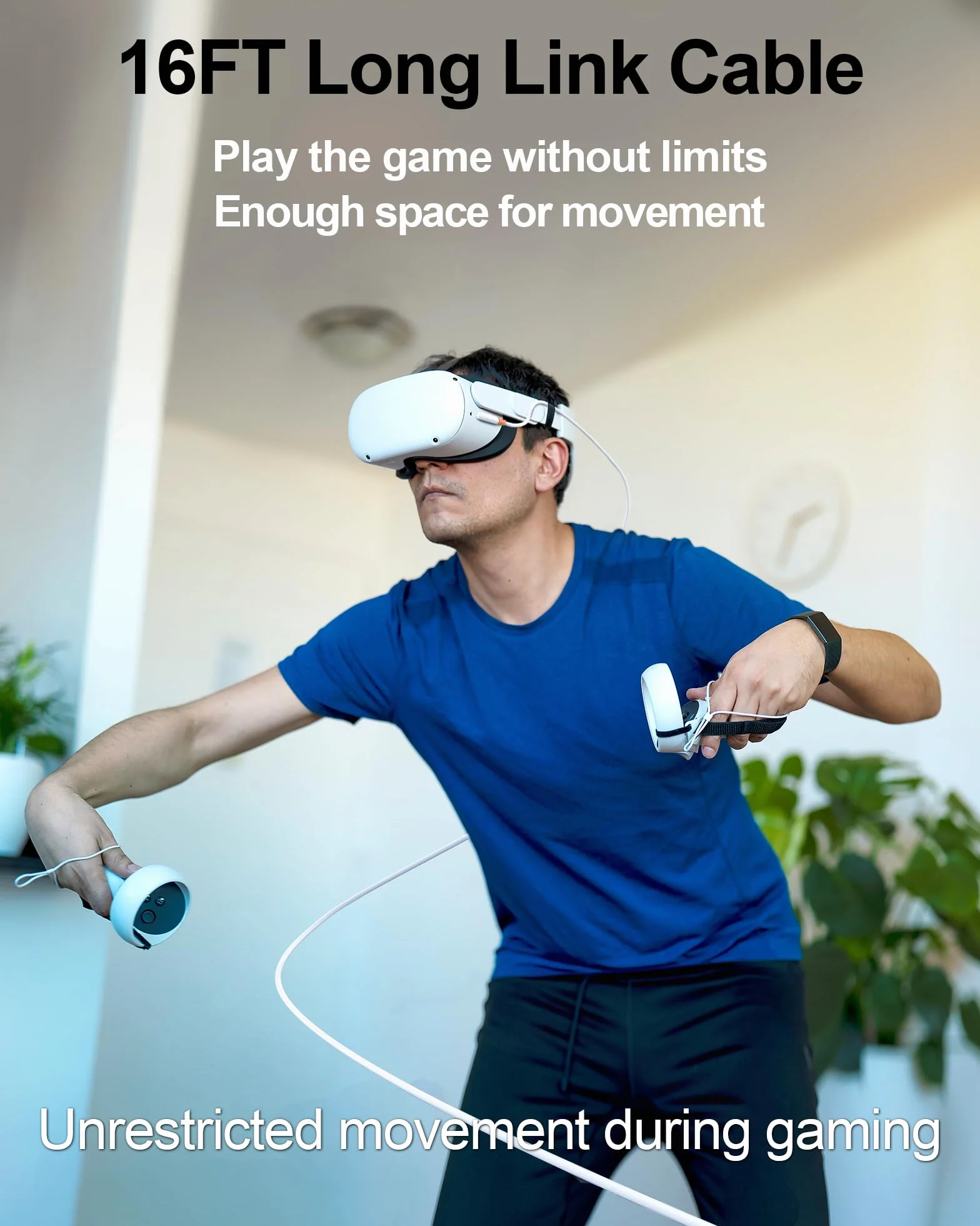 TRANSNOVO Link Cable 16ft USB 3.2 Gen 1 5Gbps kompatybilny z Meta/Oculus Quest 3, Quest 2/Pro/Pico 4, PC/SteamVR do gier VR