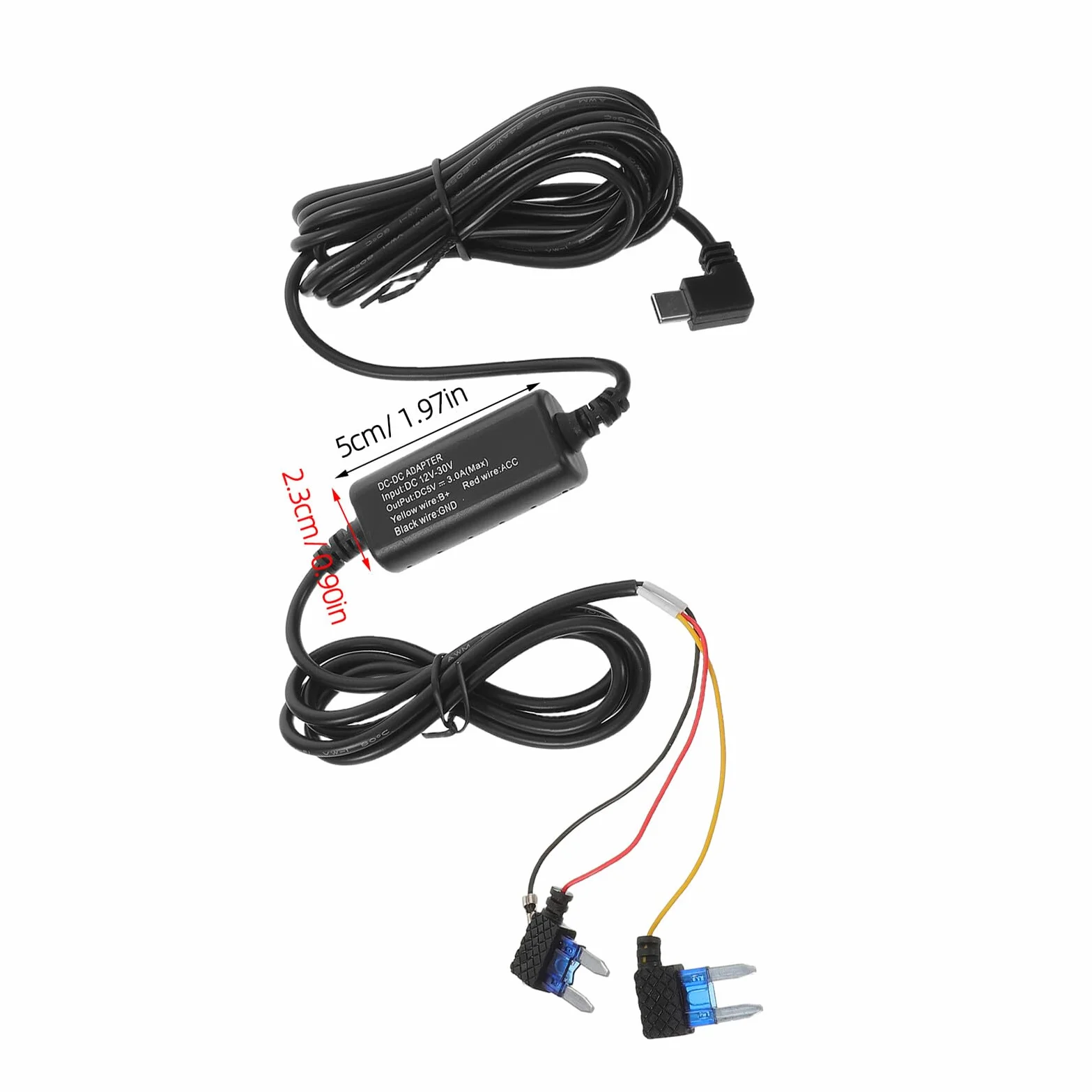 Okablowania Do Kamery Samochodowej Żyłowym Przewodem Acc Kabel Zasilający Usb-c Do Dashcam Stabilne Zasilanie i Ciągłe Nagrywanie Kompatybilny z Większością Pojazdów