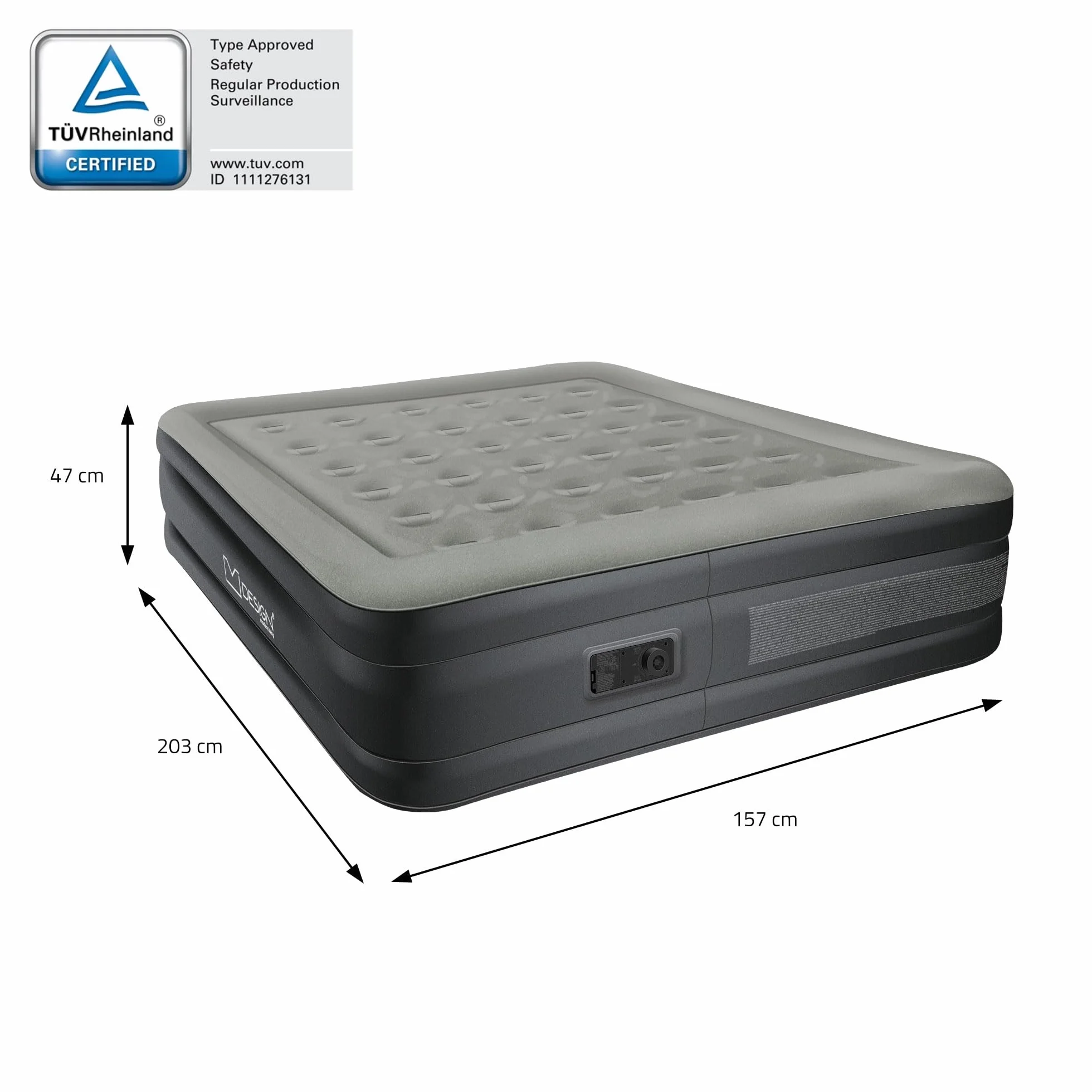 ML-Design Materac dmuchany dla 2 osób 203x157x47 cm z elektryczna pompka 230V Samopompujace sie lózko idealne do uzytku kempingowego lub domowego Podwójne lózko dla gosci wygodne i funkcjonalne