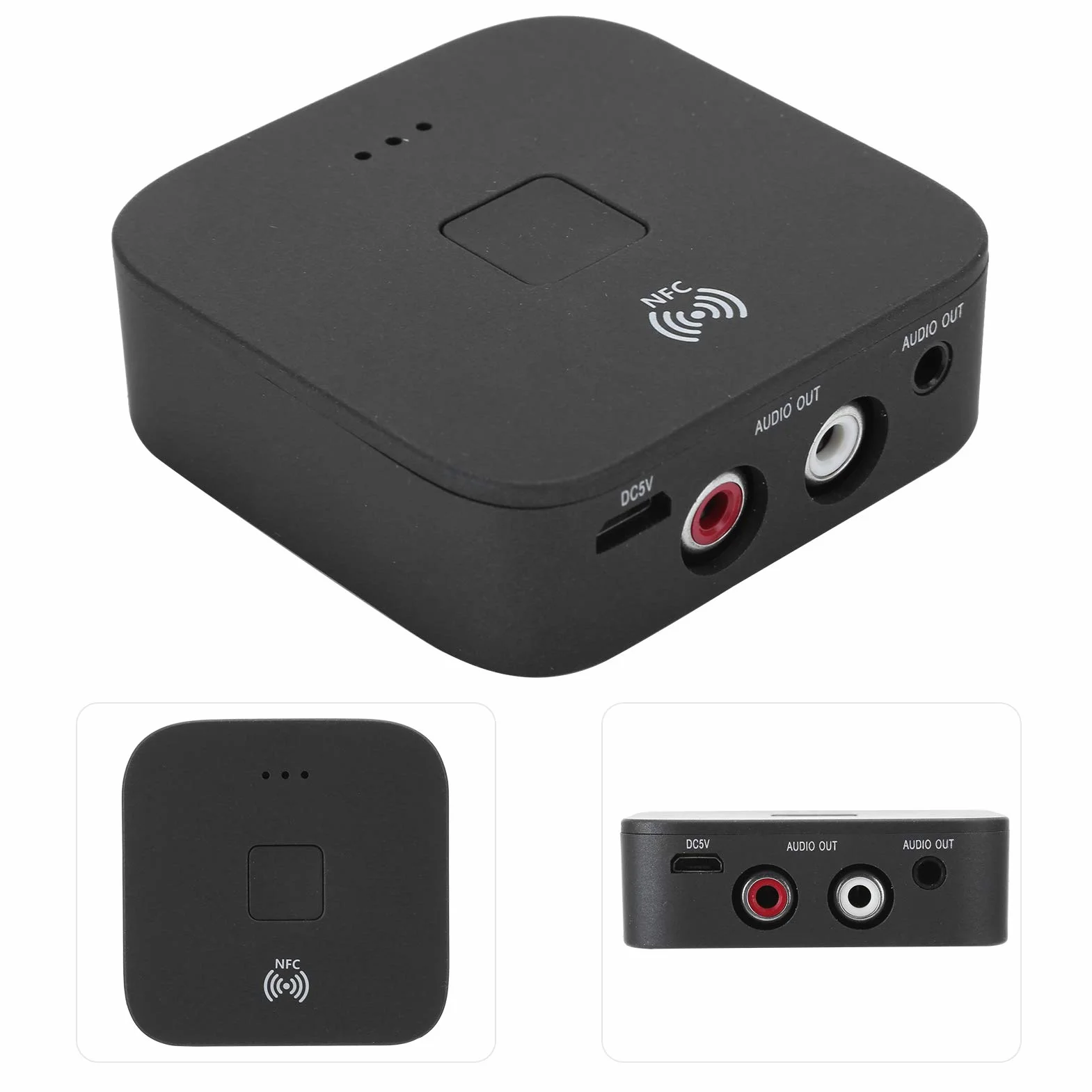Annadue Bezprzewodowy adapter Bluetooth, odbiornik audio do telewizora, 3,5 mm, AUX, bezprzewodowy odbiornik do telewizora, samochodu, telefonów komórkowych, tabletów, laptopów, czarny