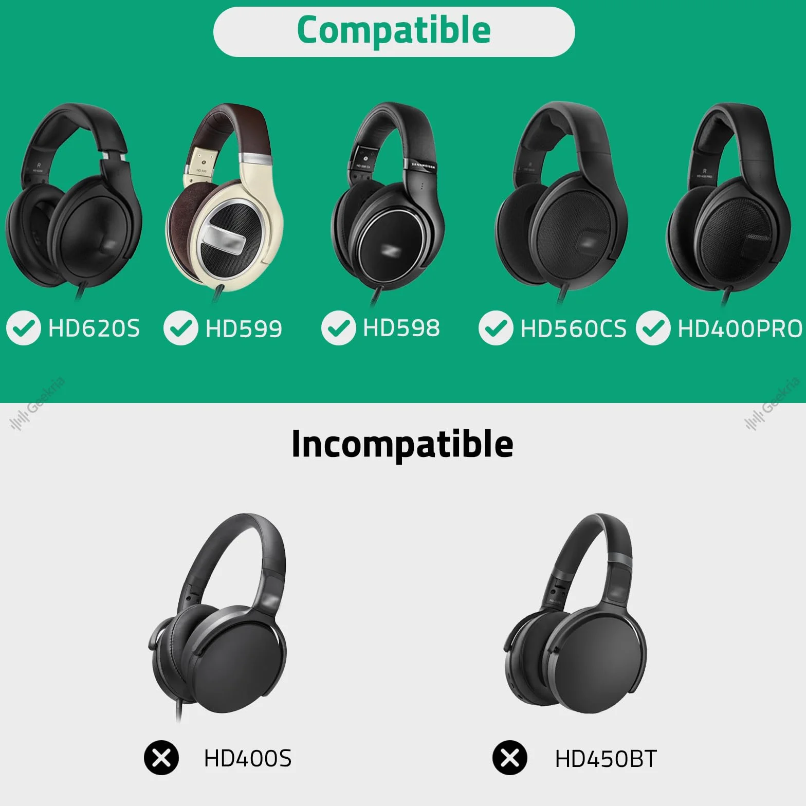 Kabel audio do słuchawek Geekria, zgodny z Sennheiser HD 620S/599/599SE/598/560S/400PRO/579/569/550/505, zamienny kabel stereo 3,5 mm → 2,5 mm (1,2 m)