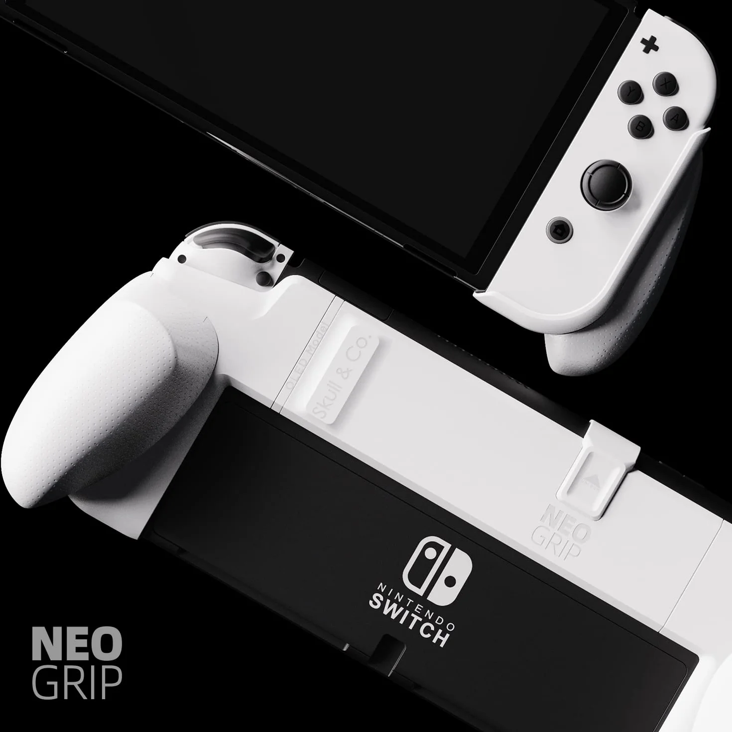 Skull & Co. NeoGrip Ergonomic Grip Hard Shell for Nintendo Switch OLED & Regular Model - Neon Blue(L)+Neon Red(R)