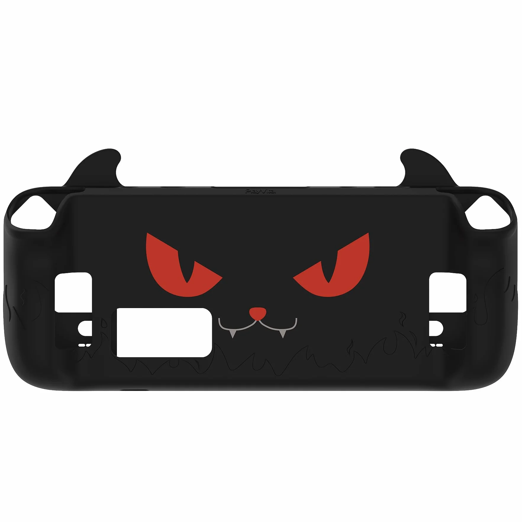 PlayVital Osłona do Steam Deck OLED/Steam Deck z Nakładkami na Joystick & Przyciskami & Naklejkami Trackpady,Ochronna Osłona Silikonowa Antypoślizgowa- Czarna, Uroczy Demon