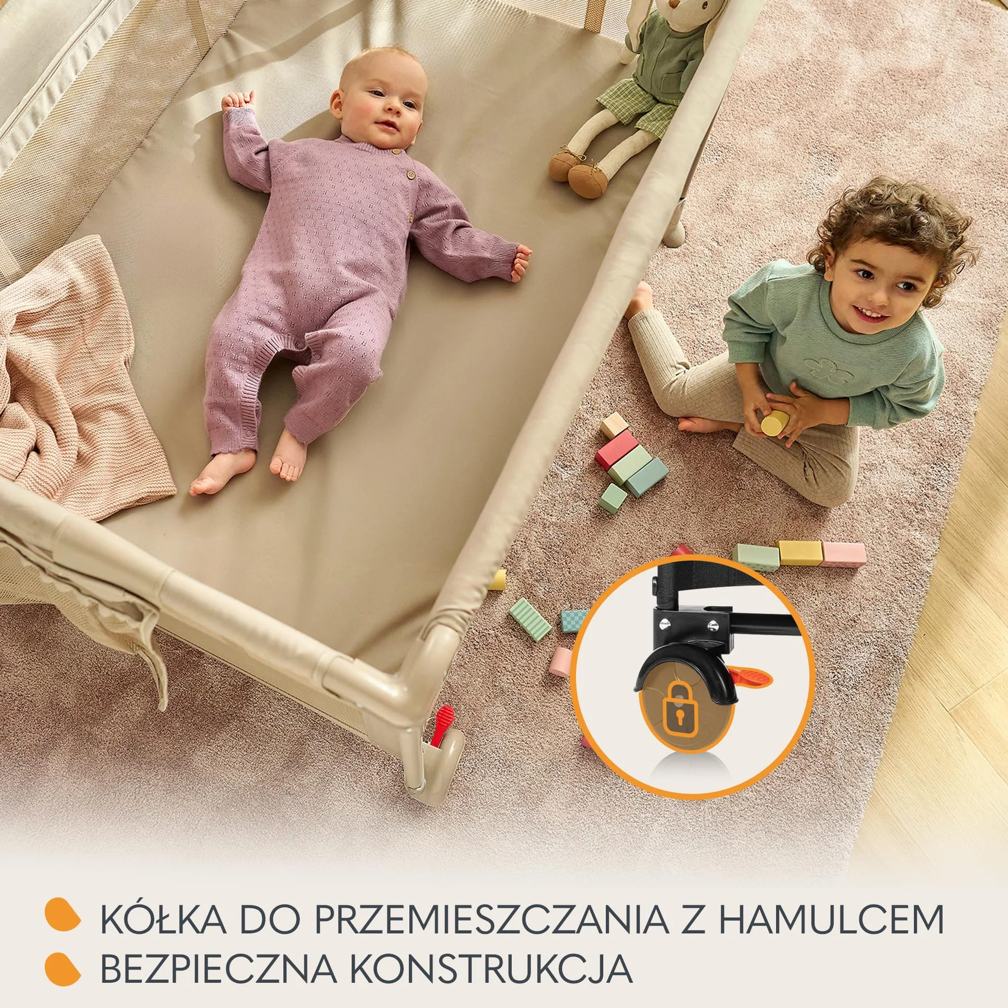 LIONELO LAURA Łóżeczko Turystyczne 2w1 Kojec dziecięcy do 15 kg 0-36 miesięcy Piankowy Materac T25 2 Poziomy Wysokości Torba Podróżna Koła z Hamulcem