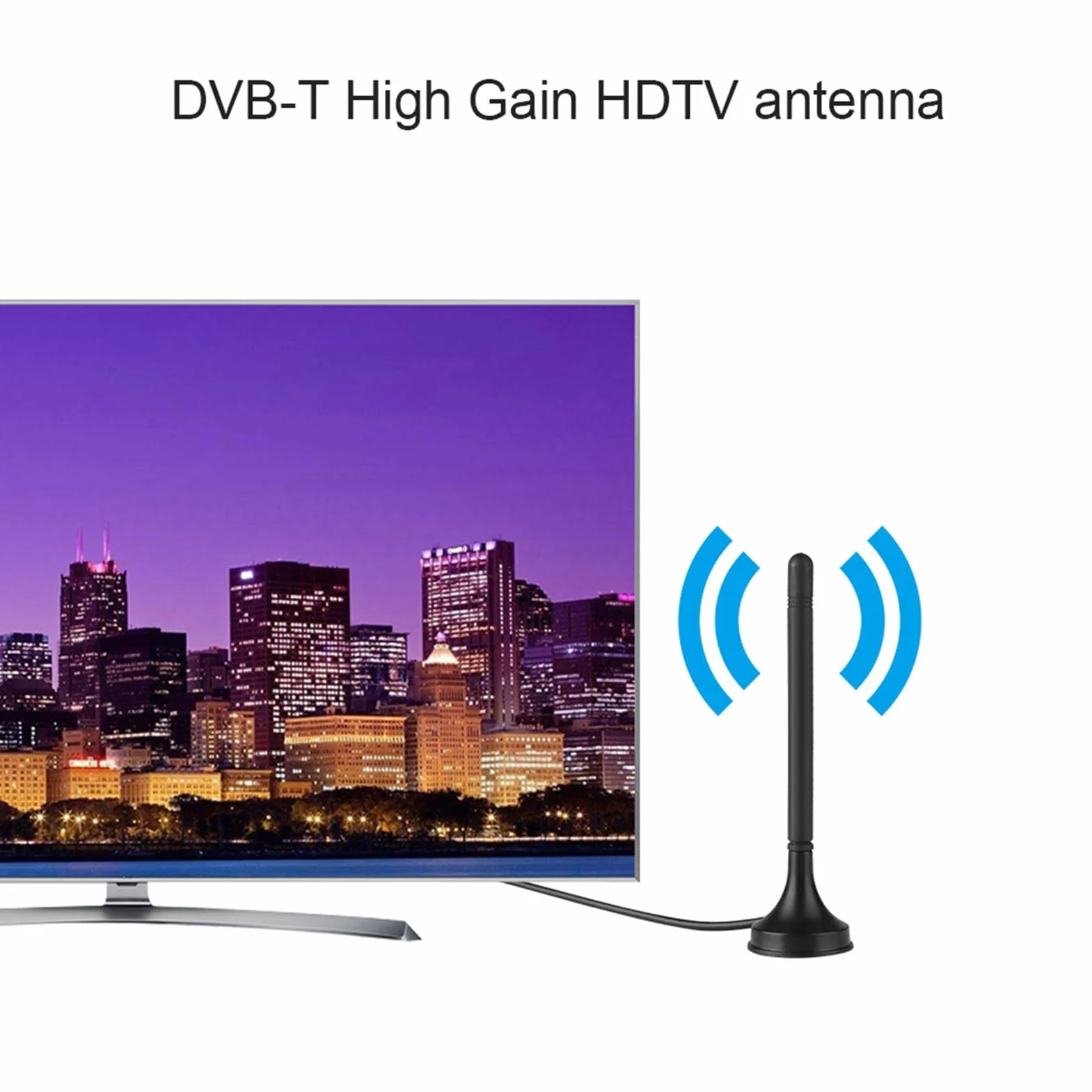 Yosoo Health Gear Cyfrowa antena telewizyjna, wewnętrzna antena cyfrowa -T z podstawą magnetyczną, 4,9 m, do telewizji domowej, telewizji samochodowej