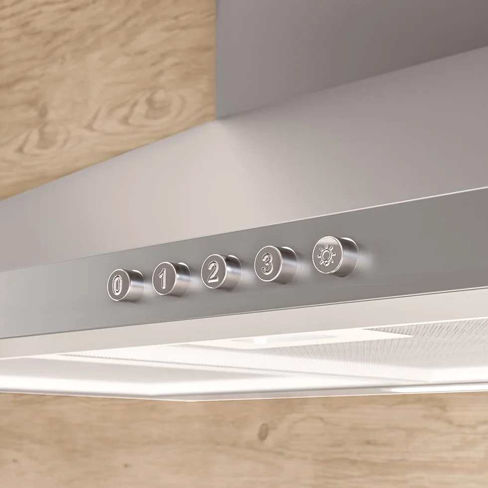 Cecotec Okap kuchenny Flux PM 604300 Inox C. Kształt piramidy, wykończenie ze stali nierdzewnej, moc ssania 403m3/h, silnik 105W, klasa C, sterowanie mechaniczne, 3 poziomy mocy