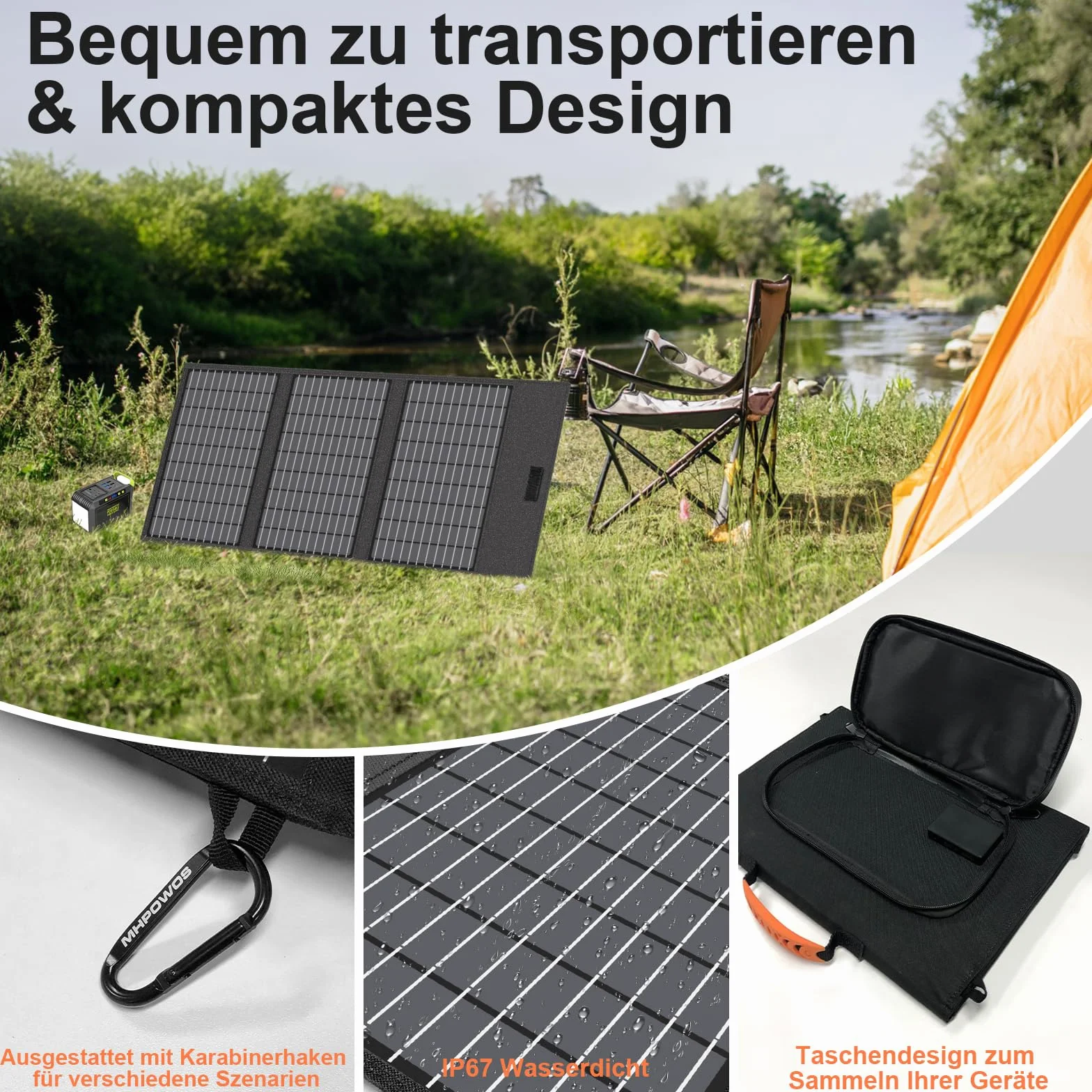 Składany panel słoneczny, 45 W, ładowarka słoneczna, moduł solarny