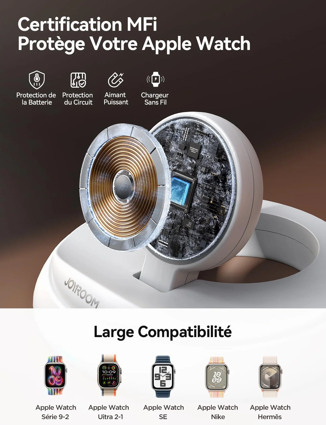 JOYROOM Bezprzewodowy kabel do ładowania do zegarka Apple Watch, magnetyczna ładowarka do zegarka Apple Watch z kablem USB C o długości 1 m, stacja ładująca iWatch do Apple Watch Series