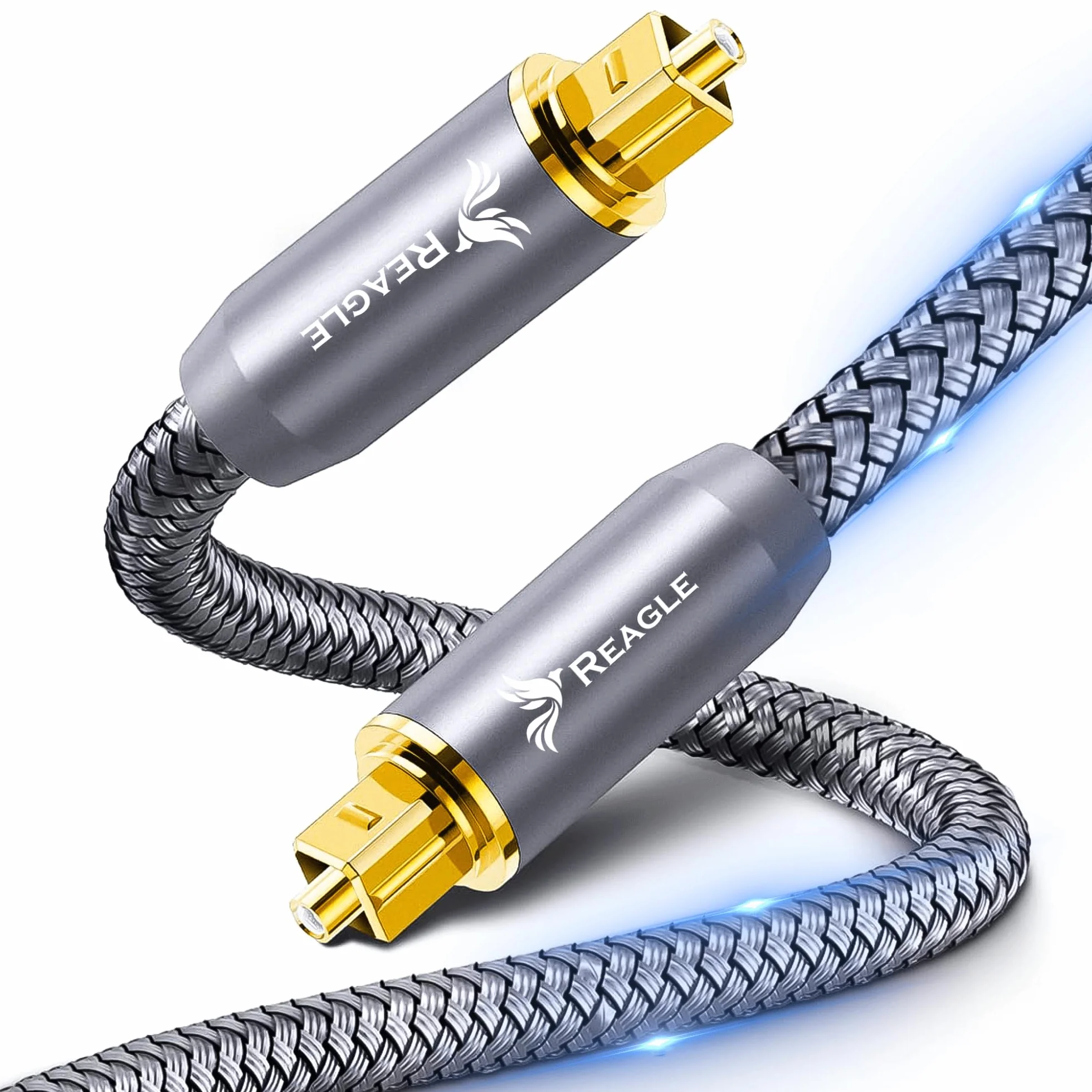 Reagle TOSLINK Kabel Optyczny, HQ SPDIF, Cyfrowy Kabel Audio, Kabel z Włókna Szklanego, do Soundbara, Telewizora, Wzmacniacza Kina Domowego, HiFi (srebrny, 5M)