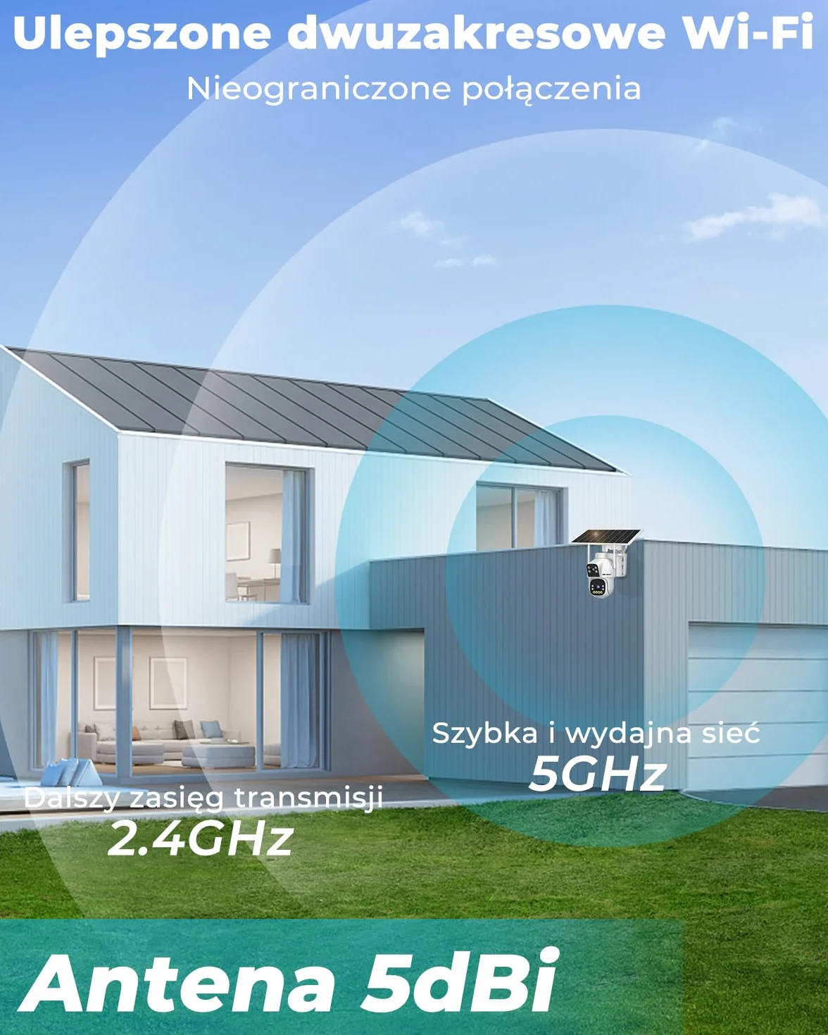 GENBOLT 2.5K AOV WiFi Kamera Zewnętrzna Solarna, Nagrywanie 24/7 3MP+3MP CCTV Zewnętrzna Kamera Monitoringu z wykrywaniem AI 90FT, Kamera IP Zewnętrzna 8W 15600mAh, Automatyczne śledzenie 2.4&5GHz
