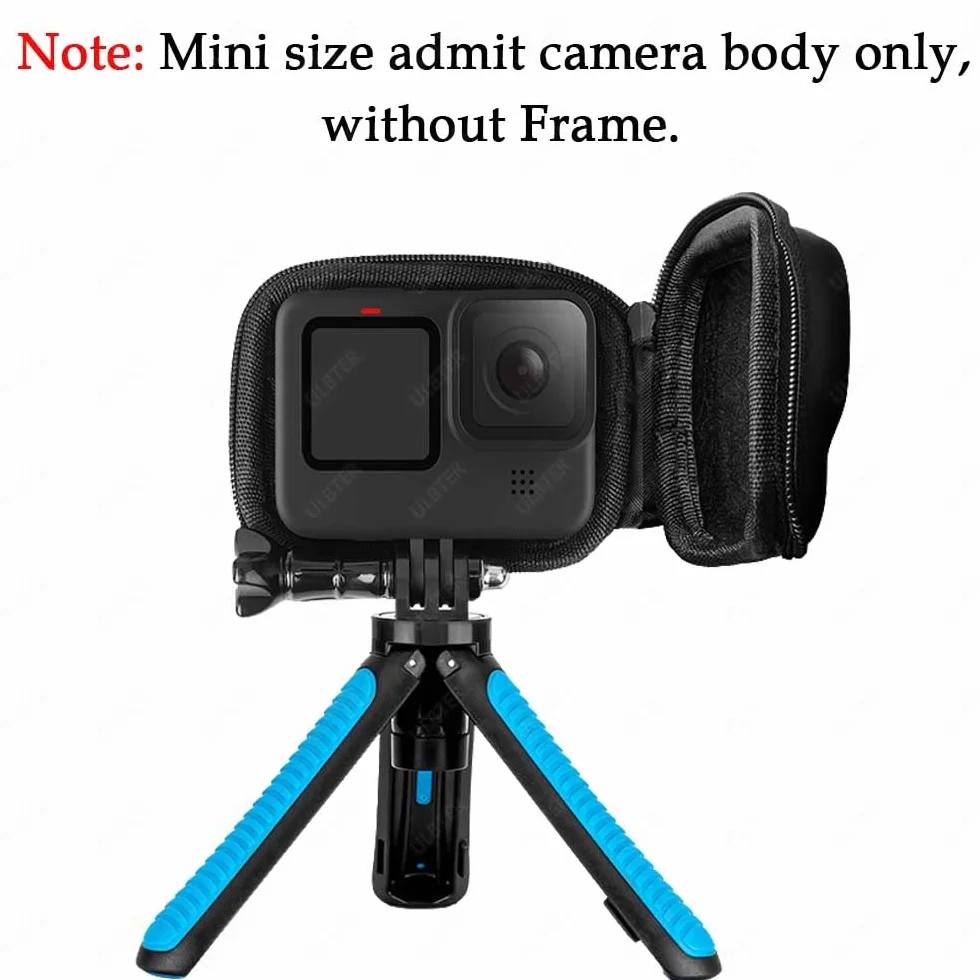 Mała torba do GoPro Hero9 Hero8, ULBTER torba do noszenia na Go Pro Hero 9 8 pokrowiec ochronny akcesoria i osłona obiektywu [1+2 sztuki] -czarna, 6,5 x 9,0 x 5,0 cm