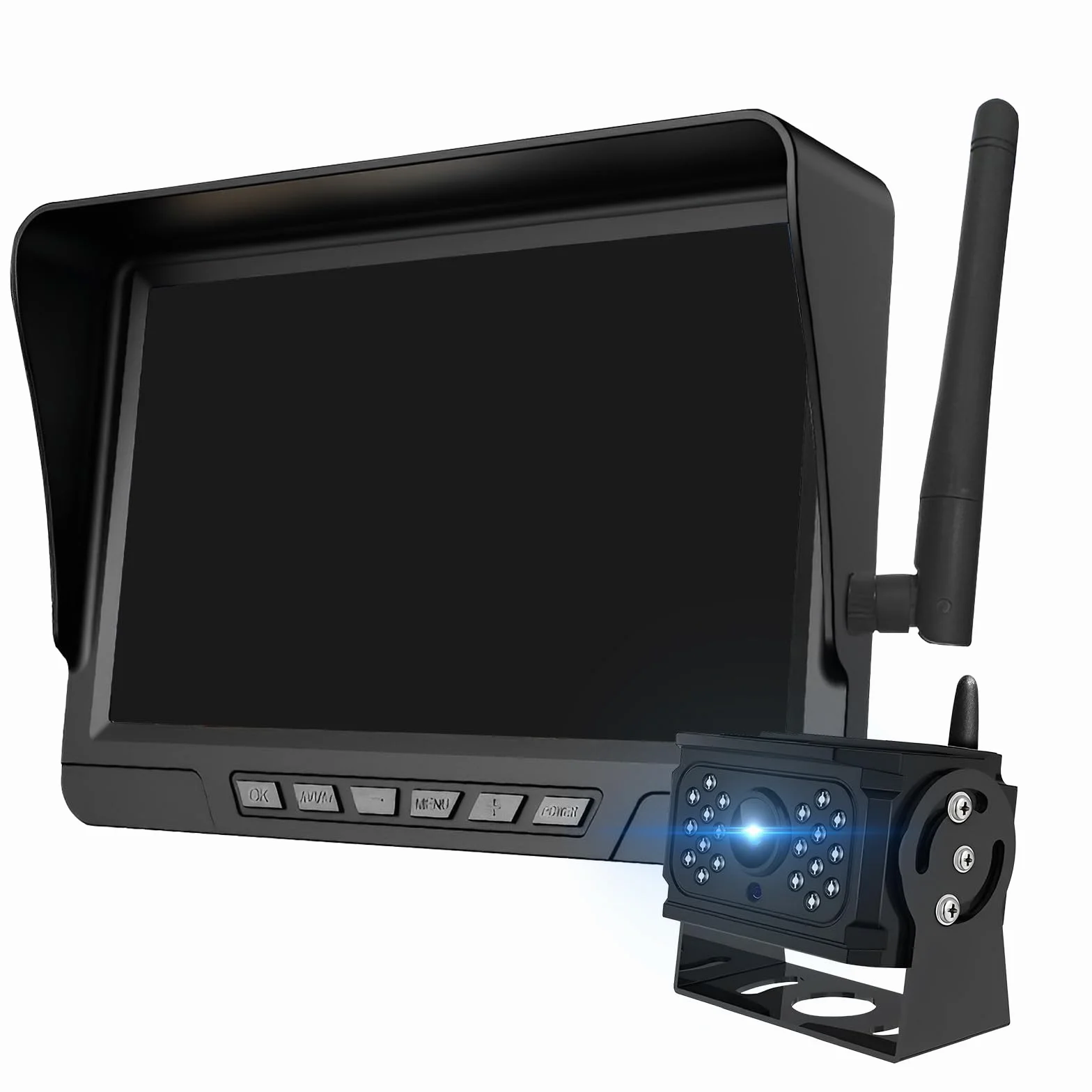 Bezprzewodowa kamera cofania, ekran 7 cali, bezprzewodowa kamera HD 1080p, noktowizor 1080p, szeroki kąt 170°, pomoc przy parkowaniu, bezprzewodowa kamera do przyczepy kempingowej, ciężarówki