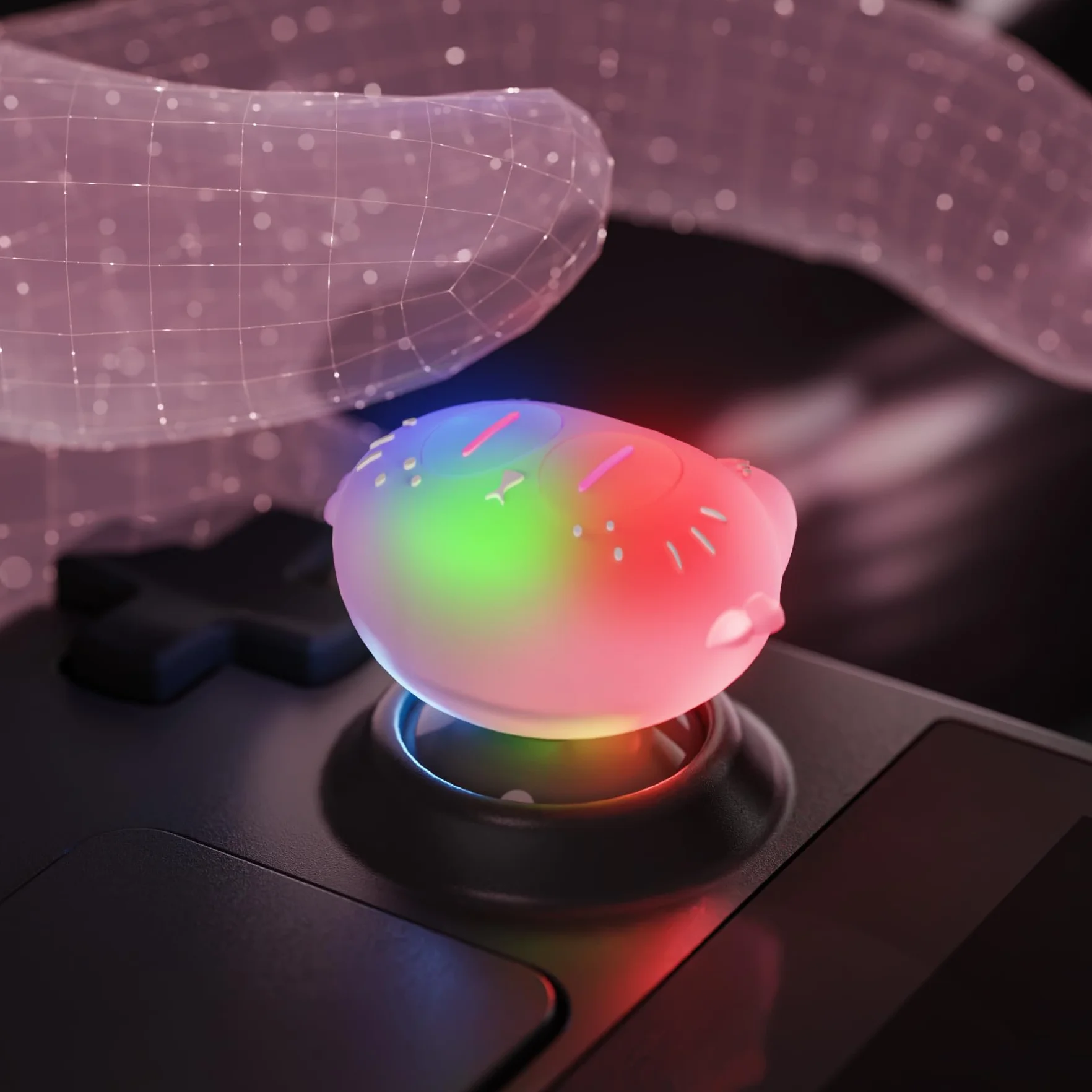 PlayVital Nakładka Joystick do Steam Deck Thumb Grips, LED Osłony Analogowe do Steam Deck OLED & LCD Akcesorium Ochronne Joysticka – Kotek Księżycowy