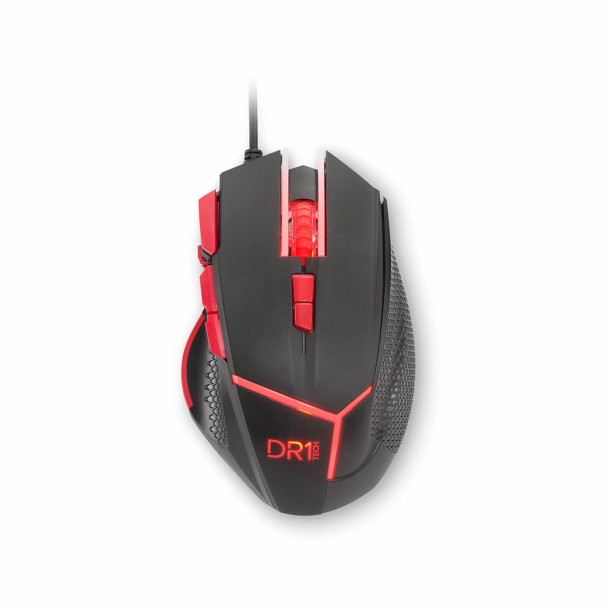 DR1TECH Hunter Profesjonalna Mysz Do Gier Z Odporną Tkaniną [5 Wymiennych Ciężarków + TRIPLE FIRE] - 9 Programowalnych Przycisków Do 4200 DPI - Ergonomiczna Mysz Do Gier Dla PC/PS4