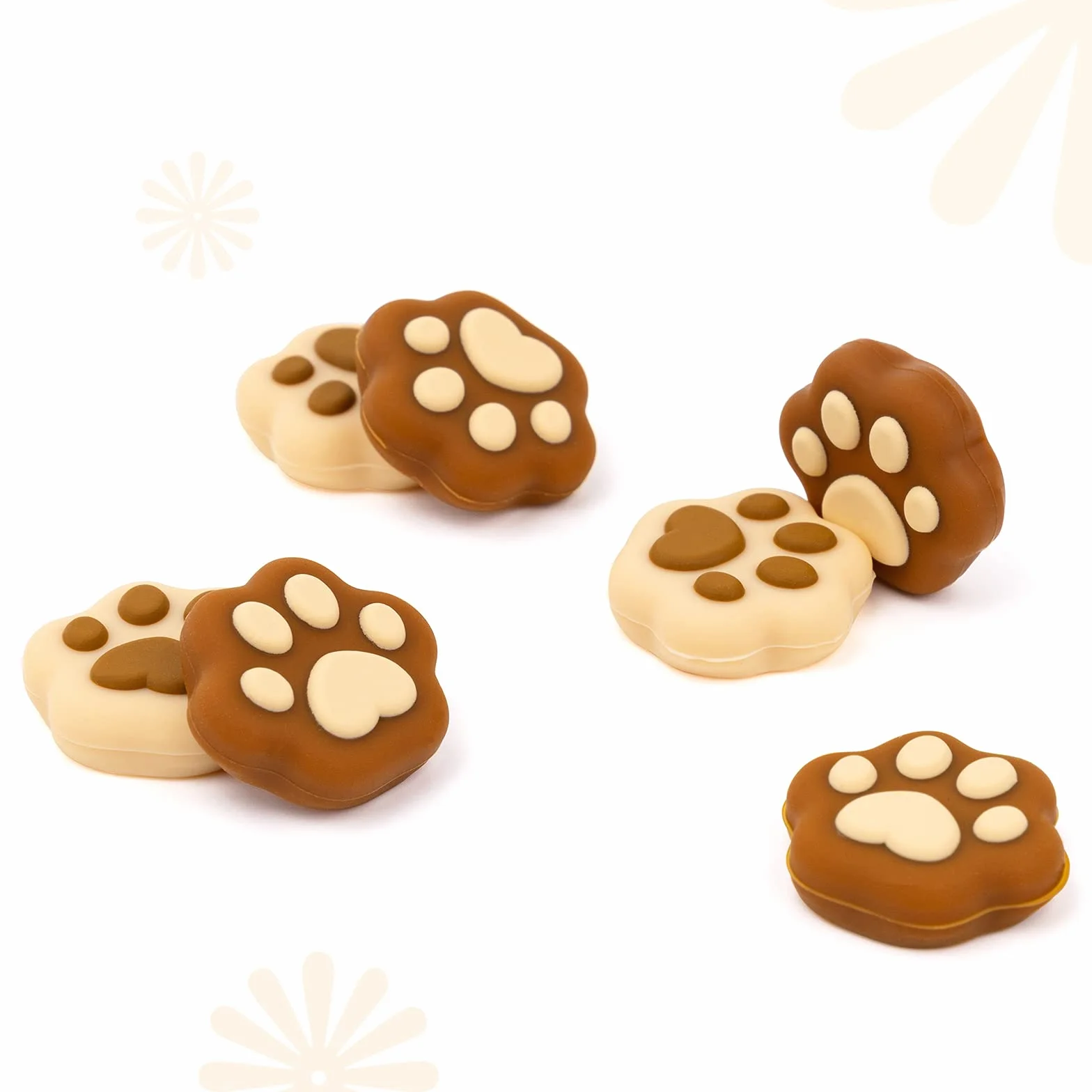 GeekShare 4PCS Cat Paw Shape Thumb Grip Caps,Soft Silicone Joystick Cover Compatible with Switch/OLED/Switch Lite (Milk Tea Brown)
