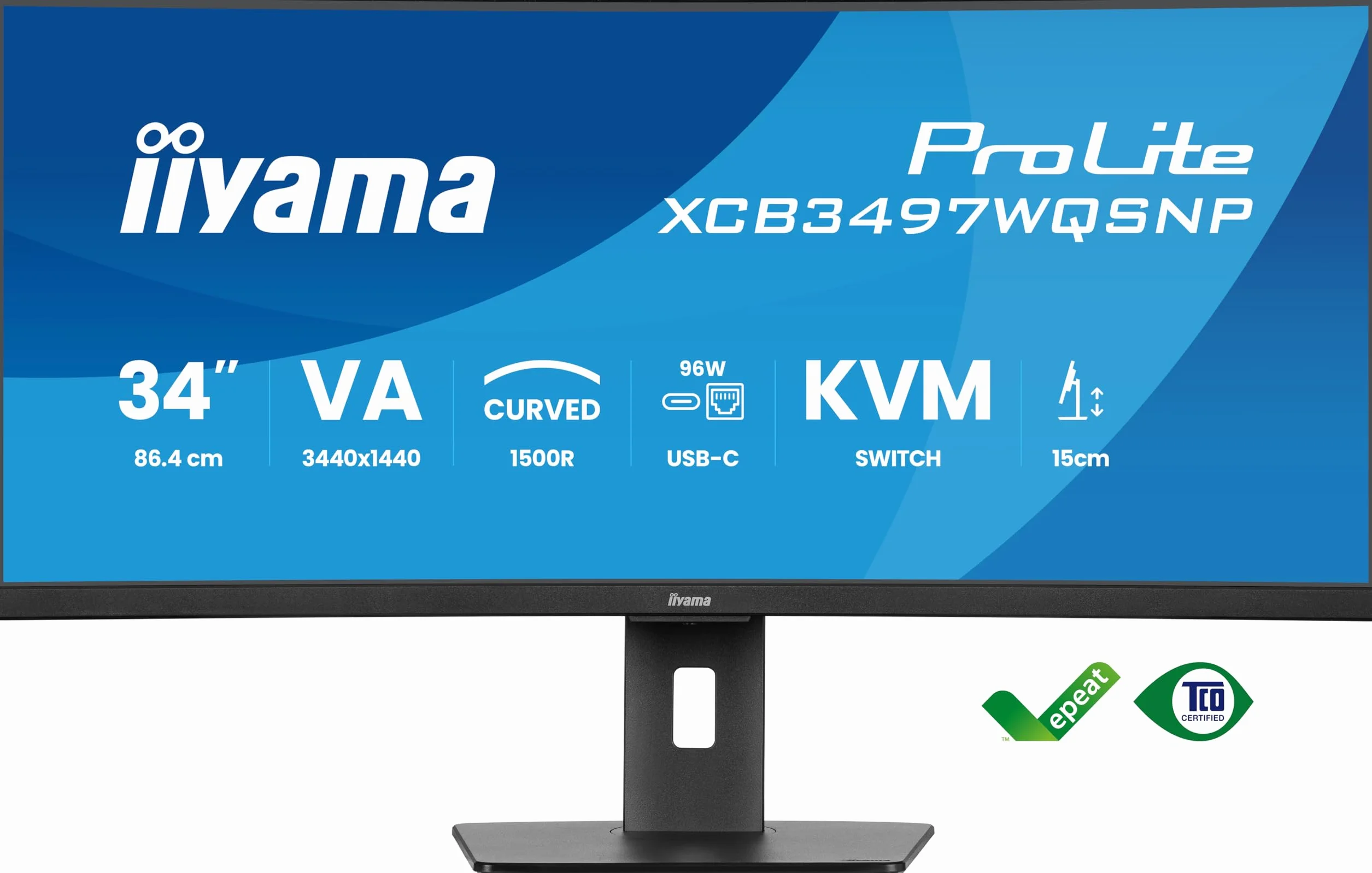 iiyama XCB3497WQSNP-B1 34", VA, 3440 x 1440/120 Hz, 2HDMI/1DP/1USBC, HAS, RJ45, PD95W, KVM