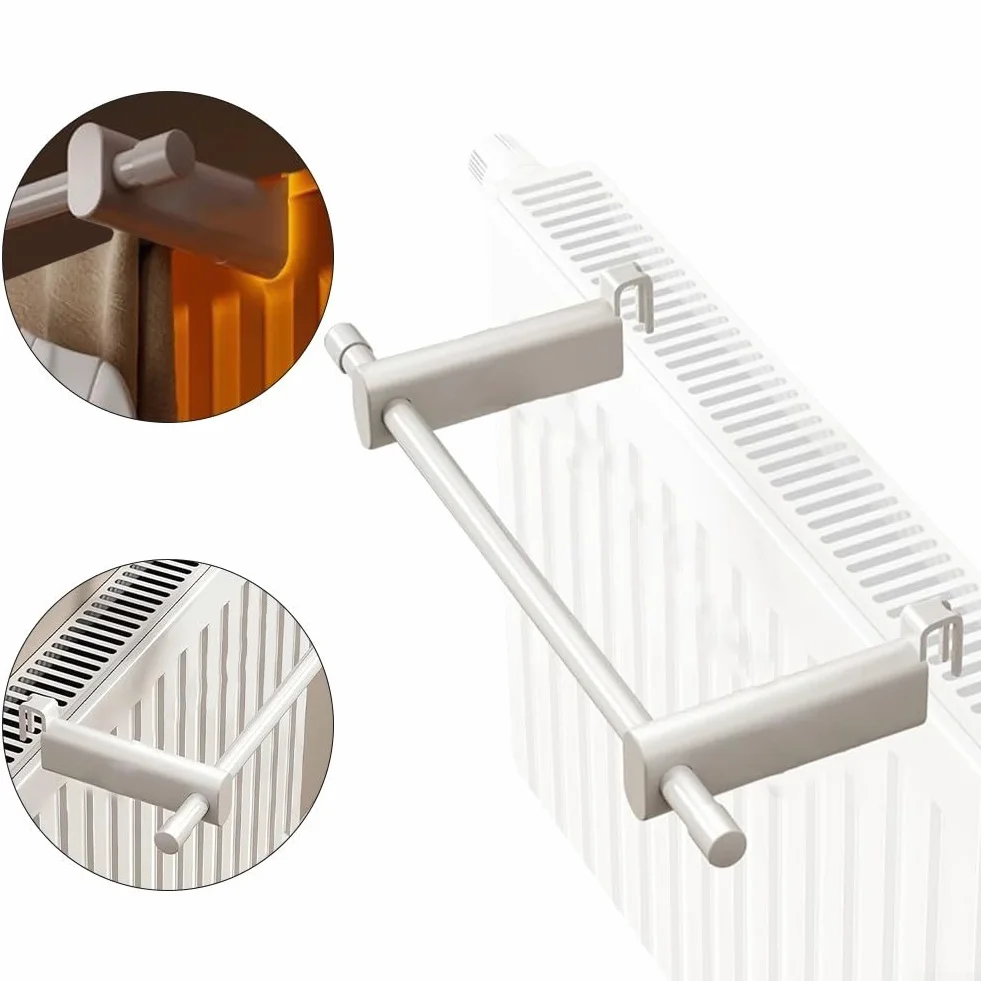 Kompaktowy wieszak na ręczniki grzejnikowe 30 cm biały stal organizer łazienkowy