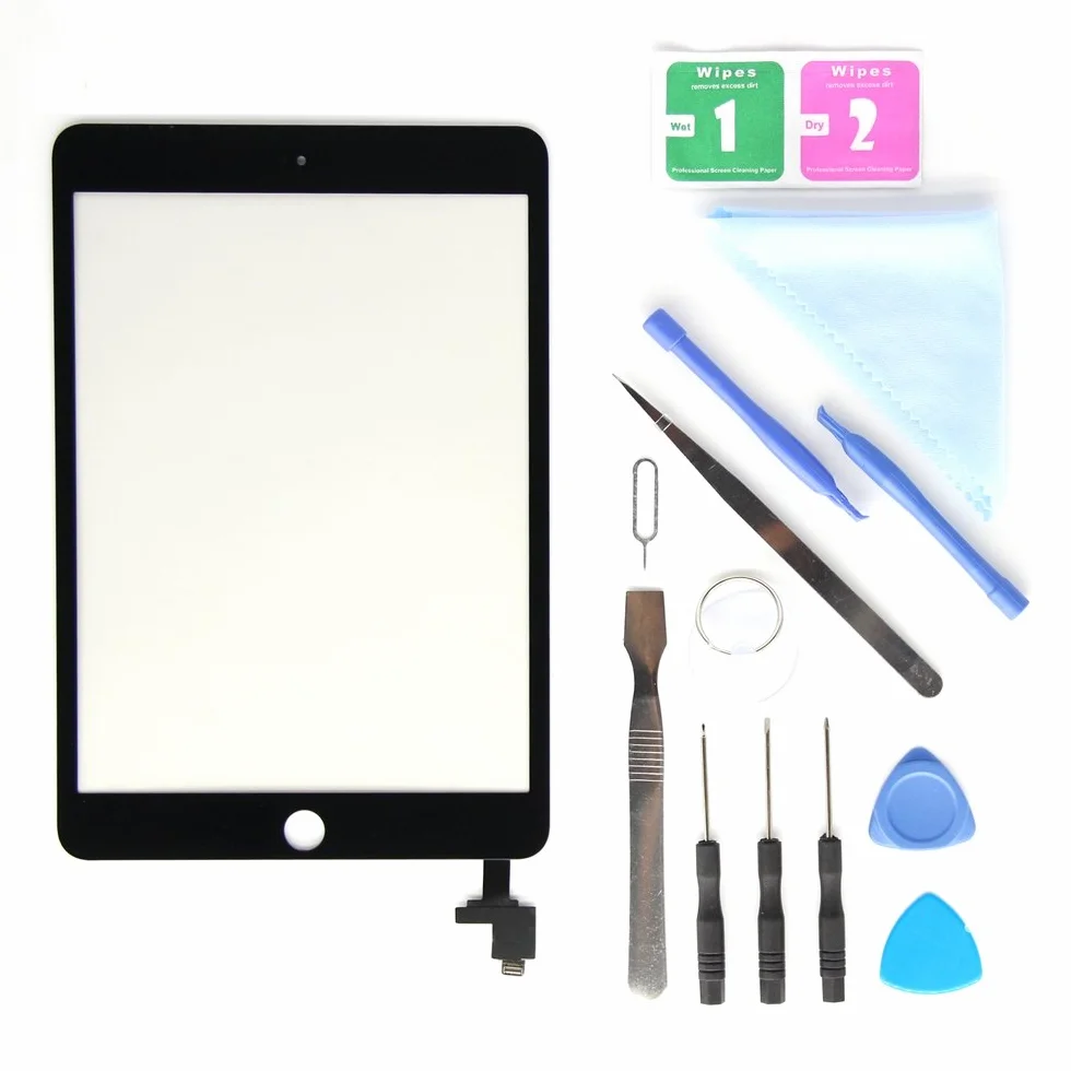 A1599 iPad Mini 3 ekran dotykowy digitizer przedni panel szkło szkło szkło naprawa wymiana wymiana czarna - zawiera chip IC fabrycznie zainstalowany klej zestaw narzędzi - 1 rok gwarancji