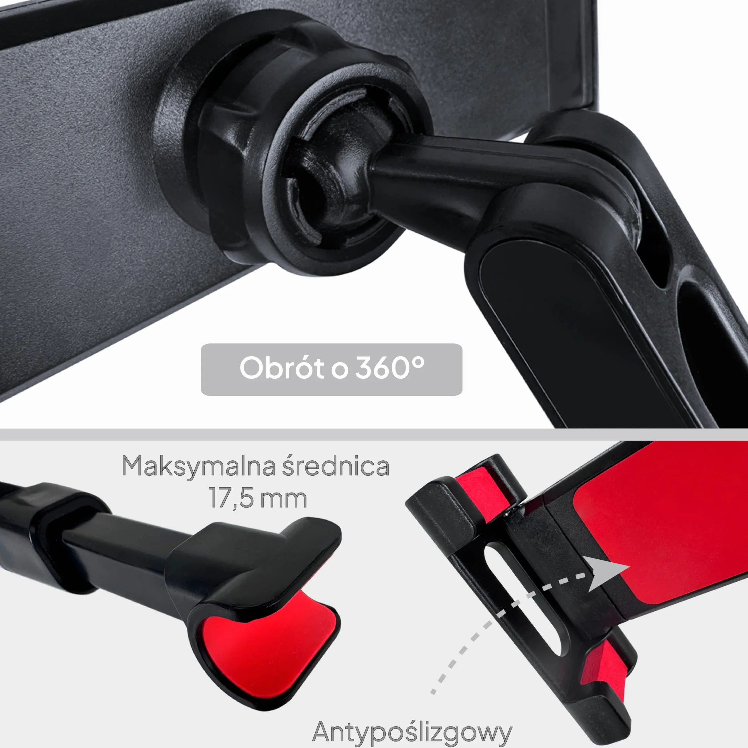 OcioDual Uchwyt samochodowy na tablet OcioDual, zacisk na zagłówek, rozkładany uchwyt samochodowy na tablet, obrót o 360º, utrzymuje telefony i tablety o przekątnej od 4,4" do 11"