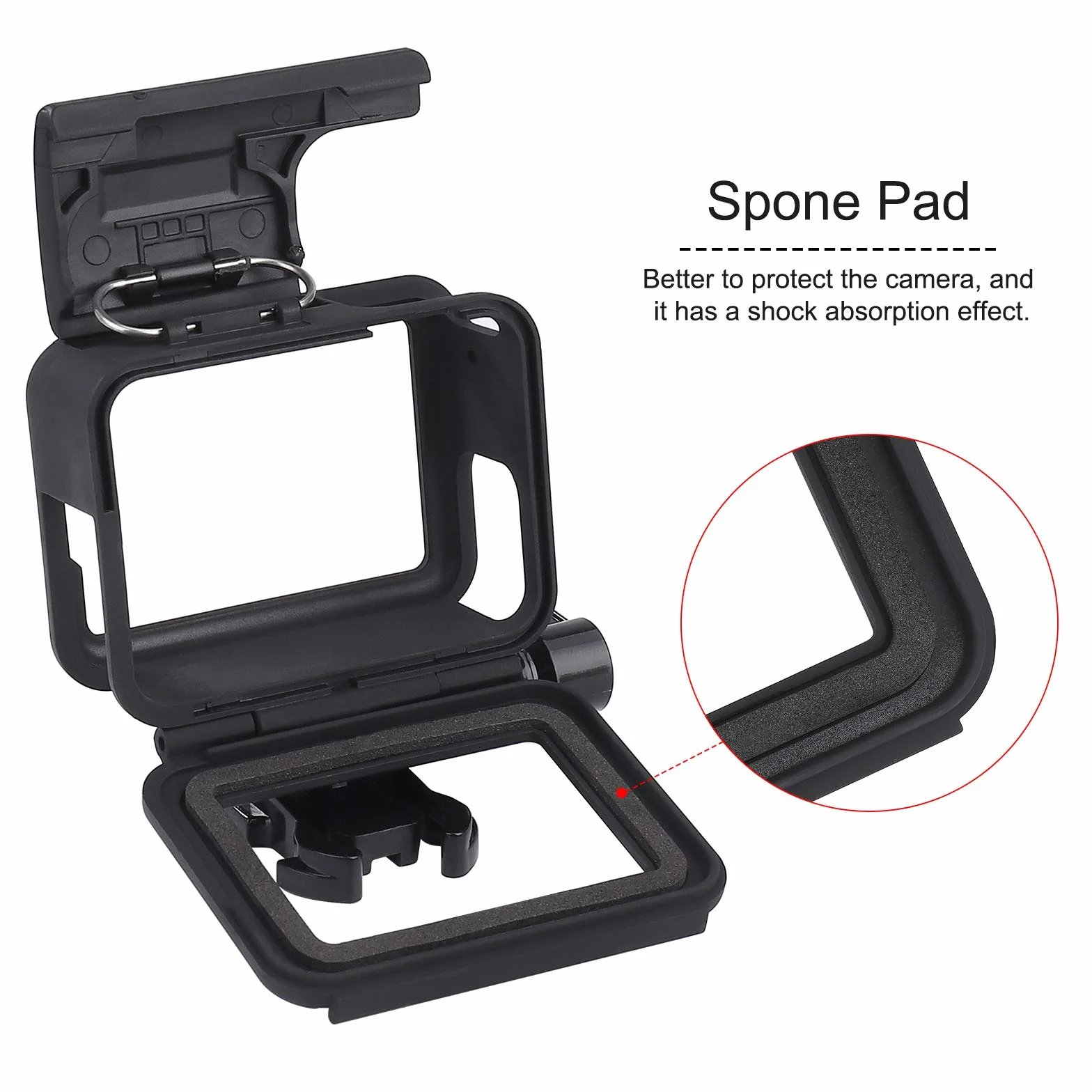 Ramka ochronna kompatybilna z GoPro Hero7/(2018)/6/5 Krawężnik z wyjmowanym mobilnym gniazdem i śrubami czarna