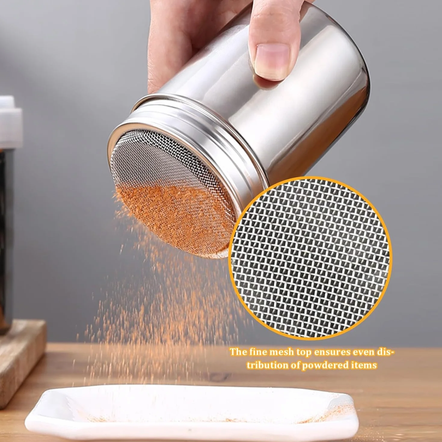 Zestaw 2 cukierniczek w proszku, solniczka, kakao, mąka i przyprawy do cappuccino
